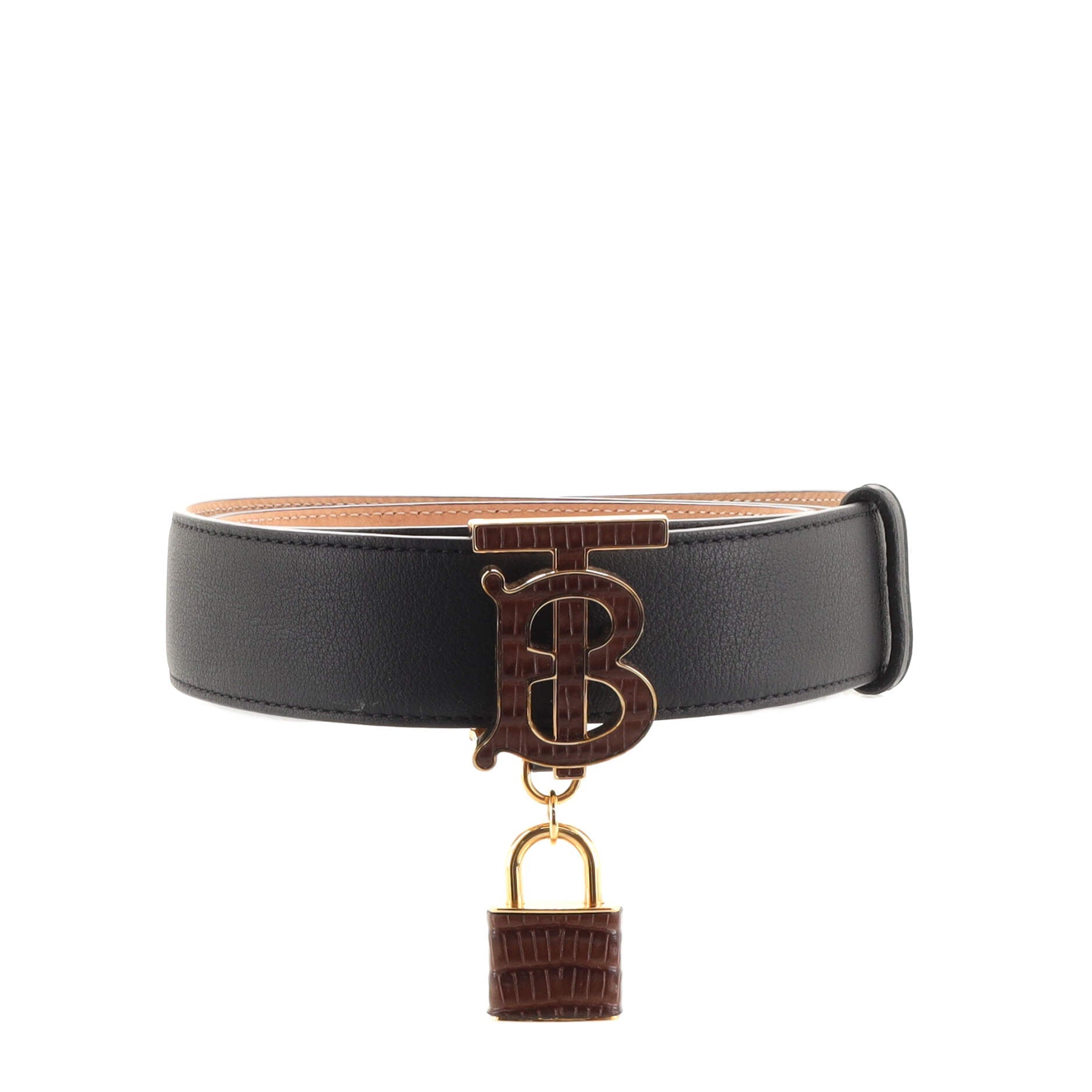 TB Padlock Belt Leather Wide 75