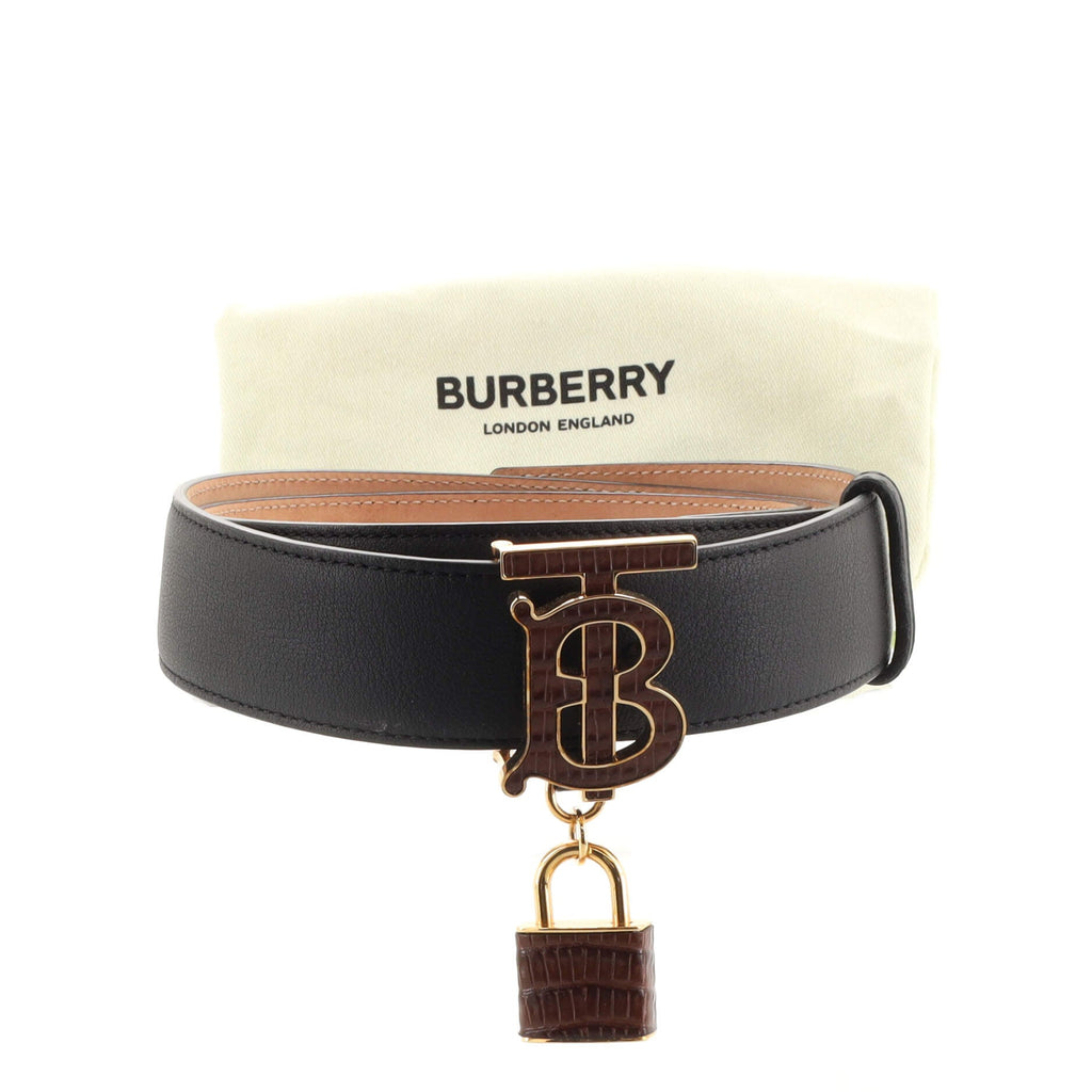TB Padlock Belt Leather Wide 75