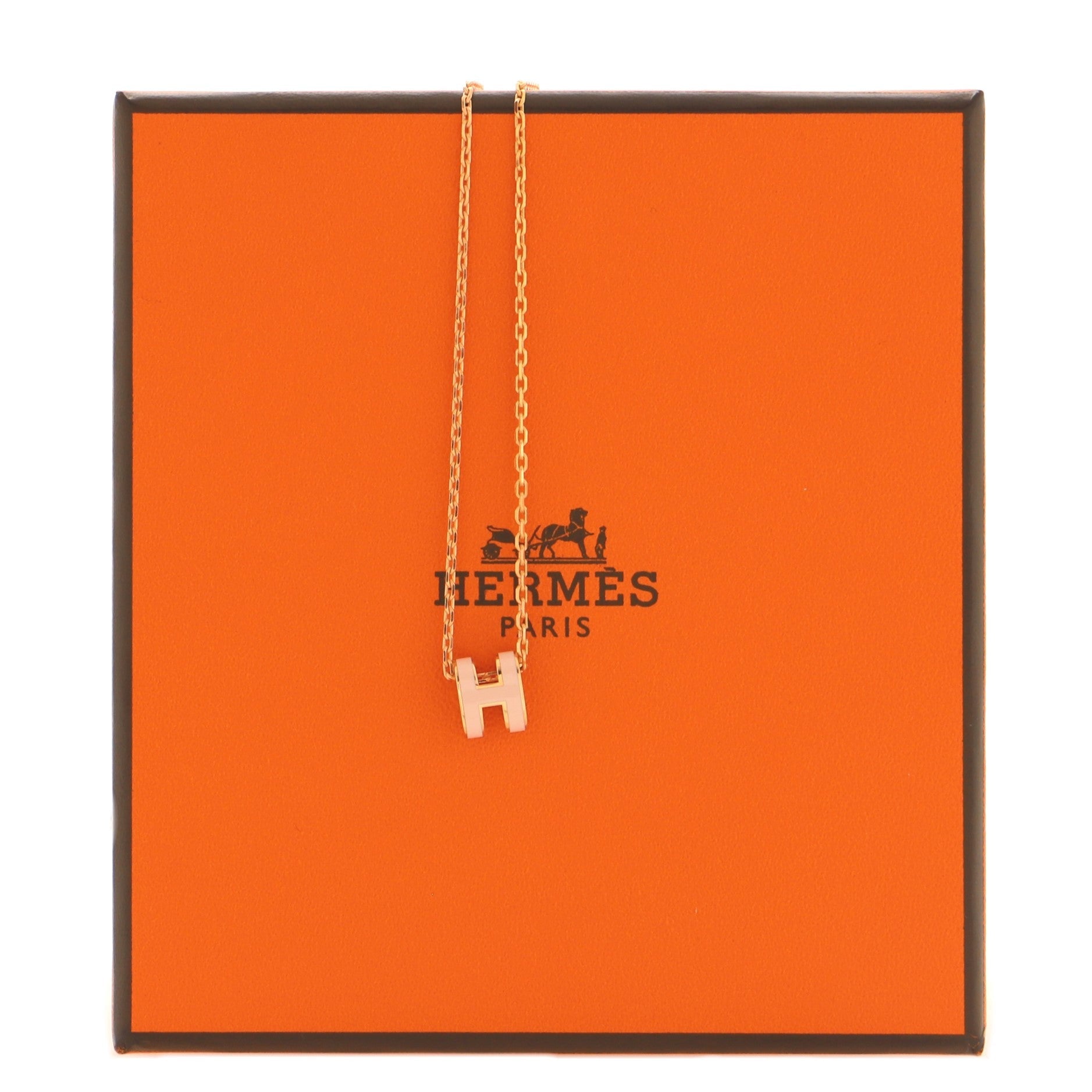 Pop H Pendant Chain Necklace Metal and Enamel Mini