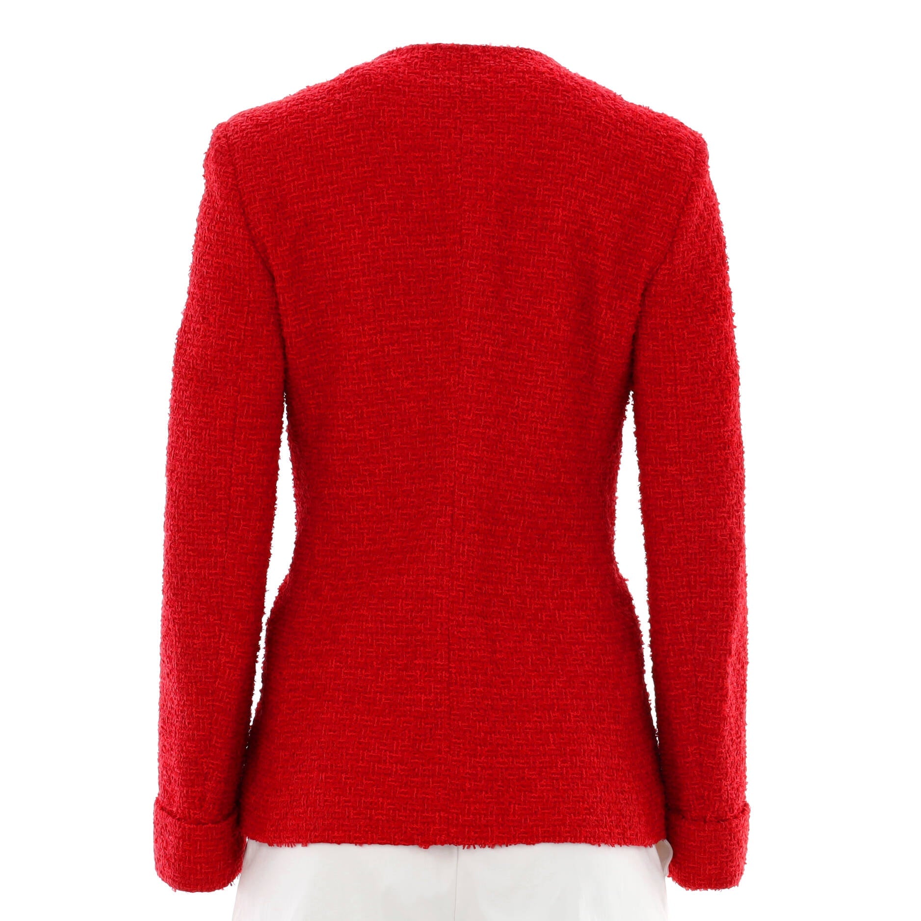 Women's Four Pocket Belted Collarless Jacket Tweed