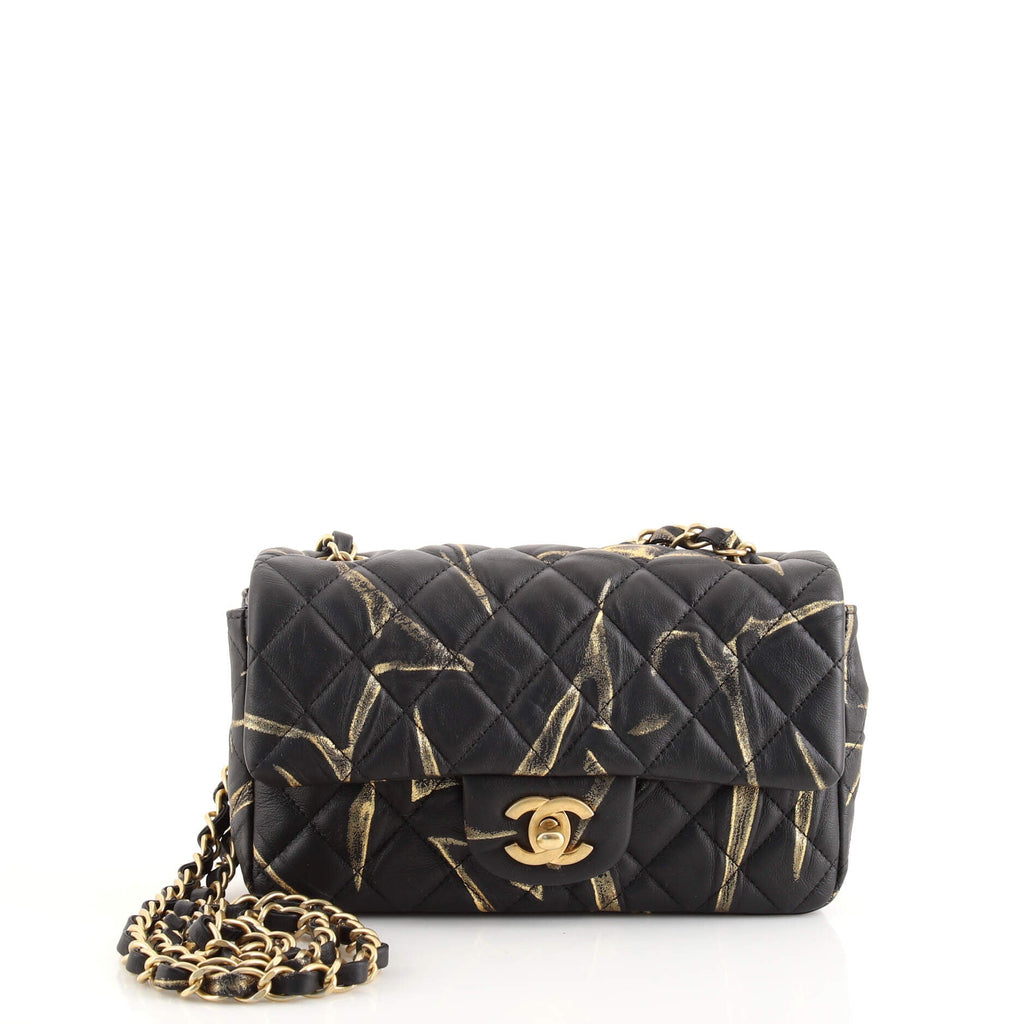 Classic Single Flap Bag Quilted Printed Crumpled Calfskin Mini