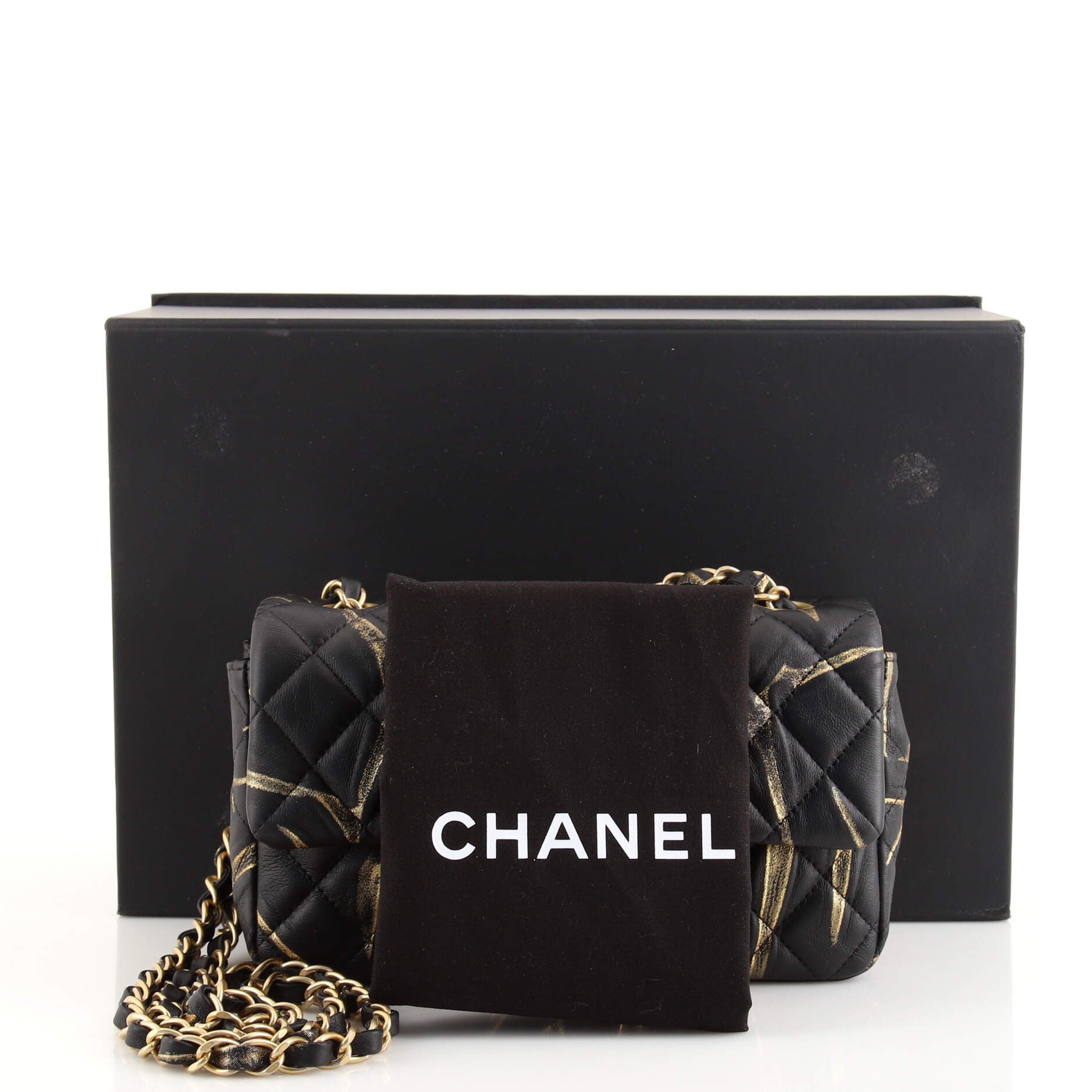 Classic Single Flap Bag Quilted Printed Crumpled Calfskin Mini