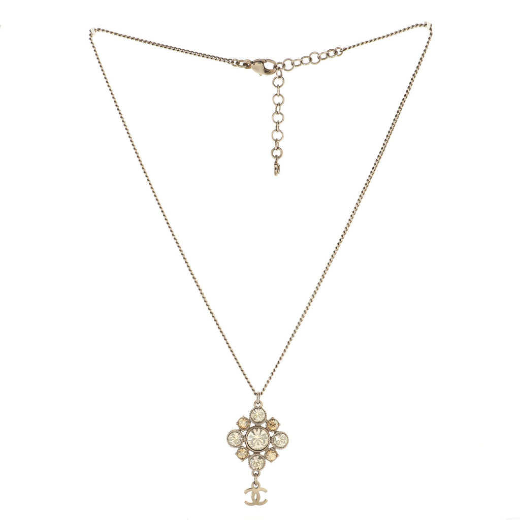 CC Cluster Drop Pendant Necklace Metal with Crystals