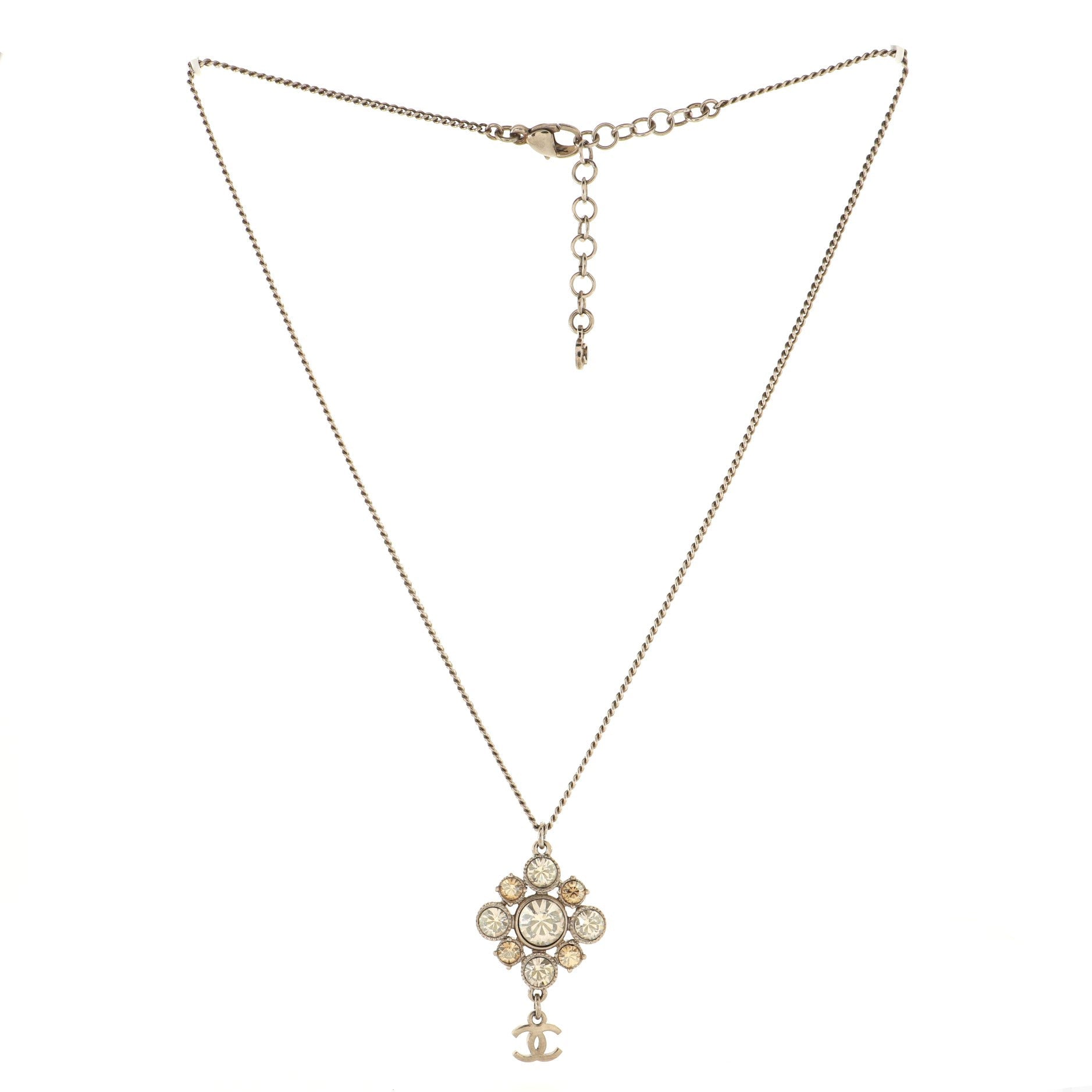 CC Cluster Drop Pendant Necklace Metal with Crystals