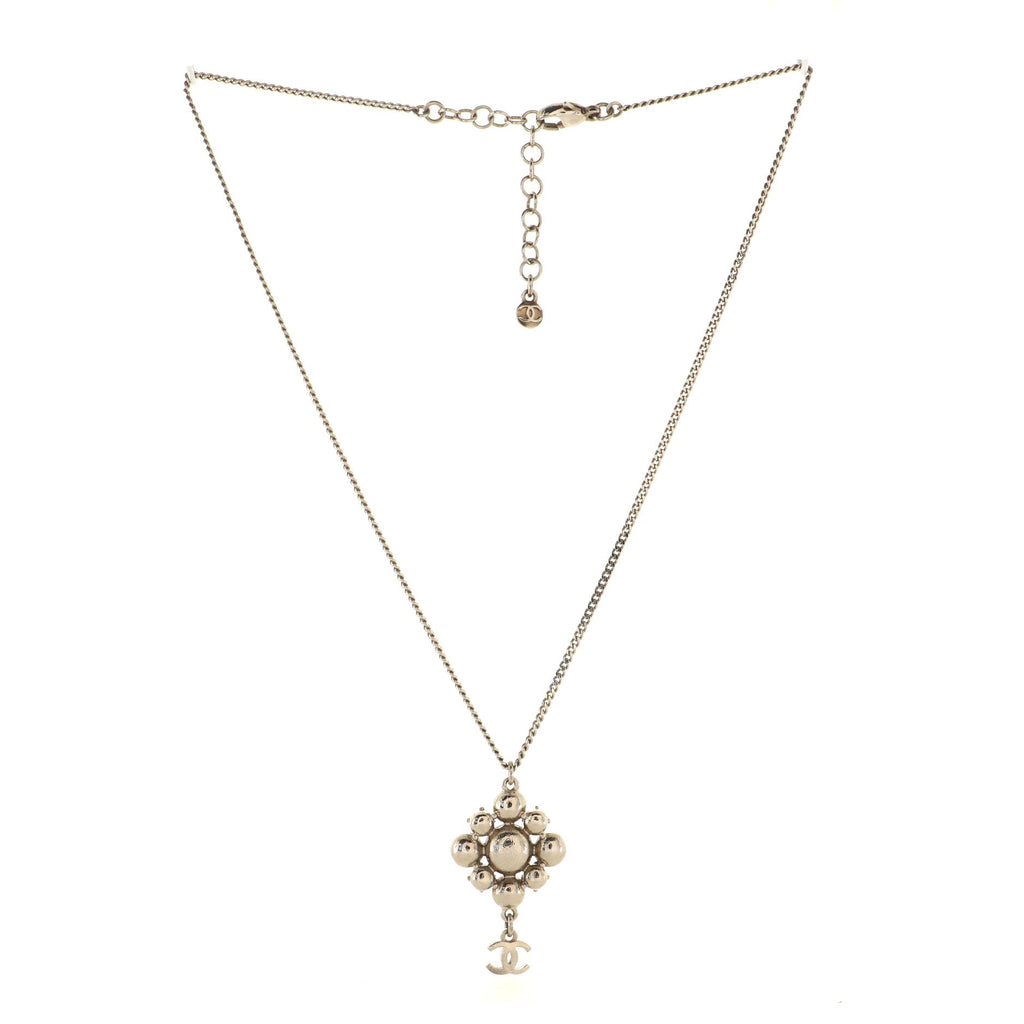CC Cluster Drop Pendant Necklace Metal with Crystals