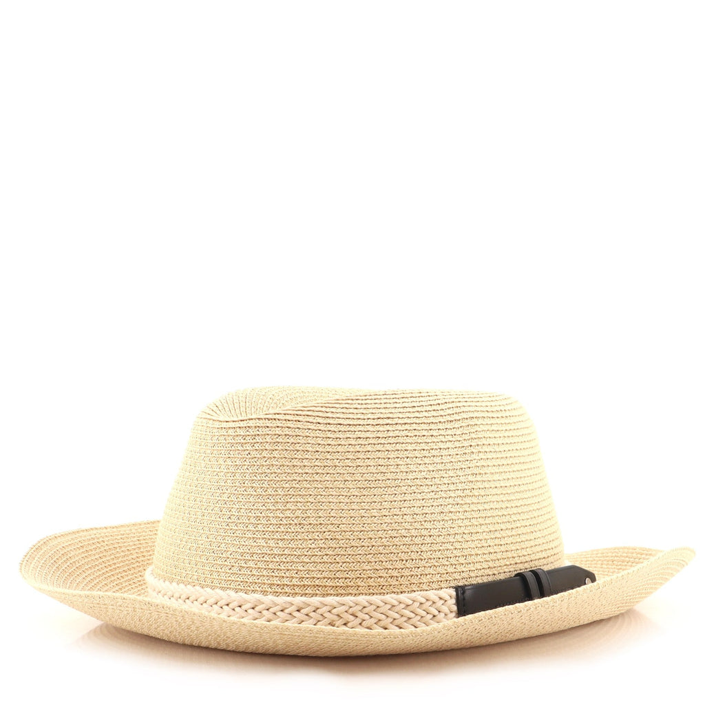 Braided Belt Hat Straw with Leather