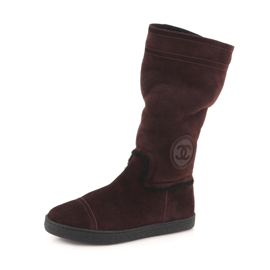 Women's CC Fold Down Boots Quilted Suede and Shearling