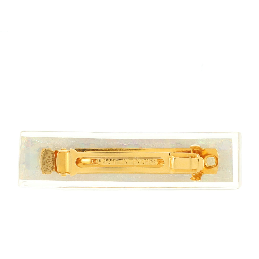 Vintage CC Holographic Hair Barrette Resin and Metal