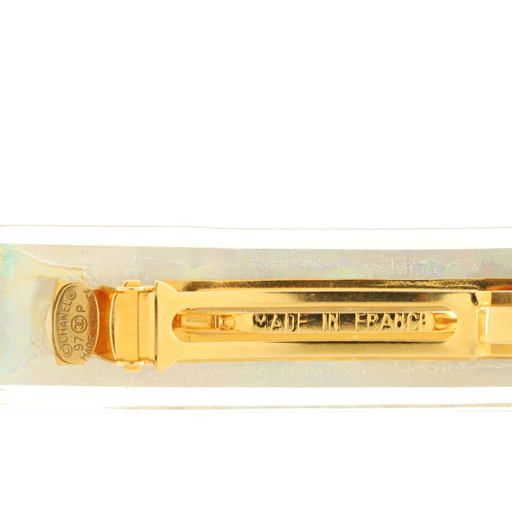 Vintage CC Holographic Hair Barrette Resin and Metal