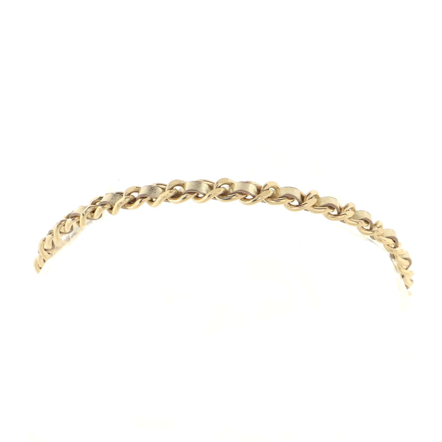 CC Turn Lock Choker Necklace Leather and Metal
