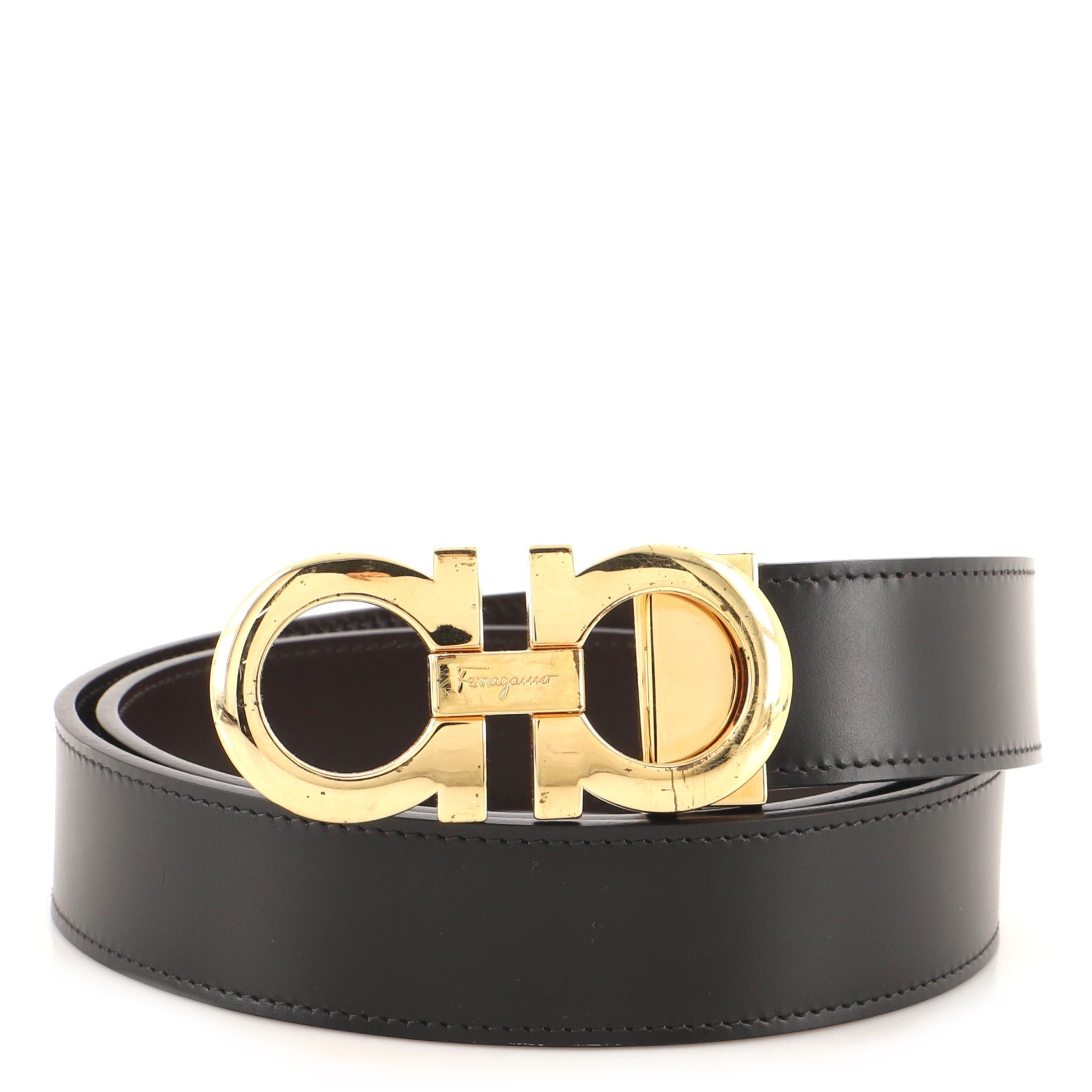 Gancini Reversible Belt Leather Wide 90
