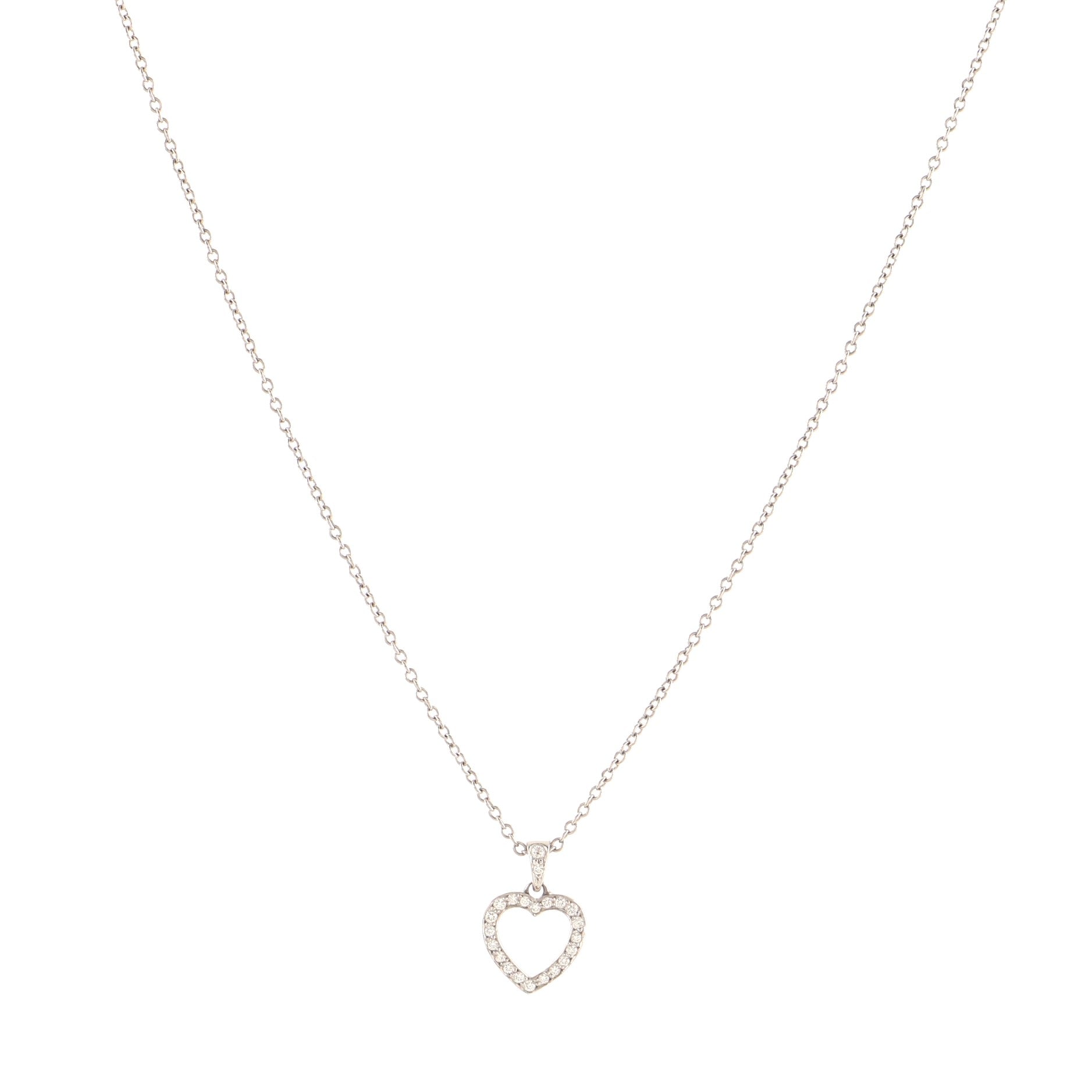 Metro Heart Pendant Necklace Platinum and Diamonds