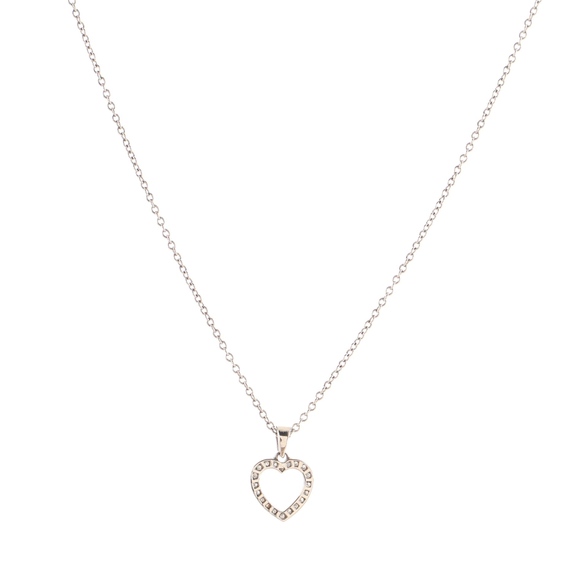 Metro Heart Pendant Necklace Platinum and Diamonds