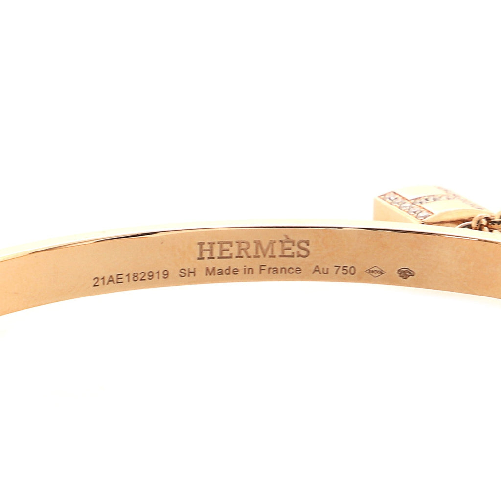 Kelly Clochette Double Cuff Bracelet 18K Rose Gold with Pave Diamonds Small