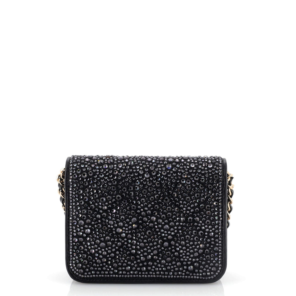 CC Full Flap Chain Clutch Crystal Embellished Leather Mini
