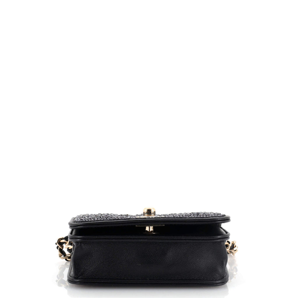 CC Full Flap Chain Clutch Crystal Embellished Leather Mini
