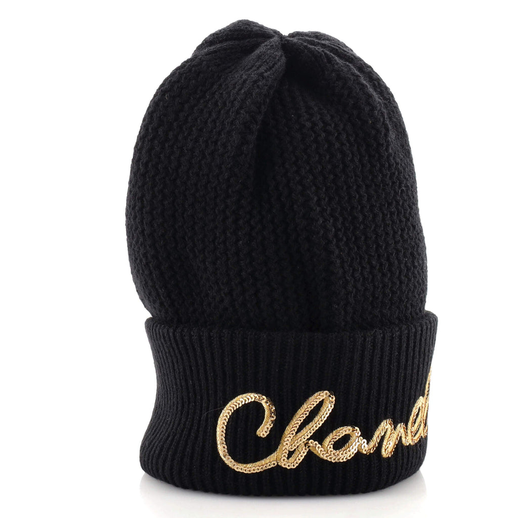 Logo Beanie Cashmere with Sequins