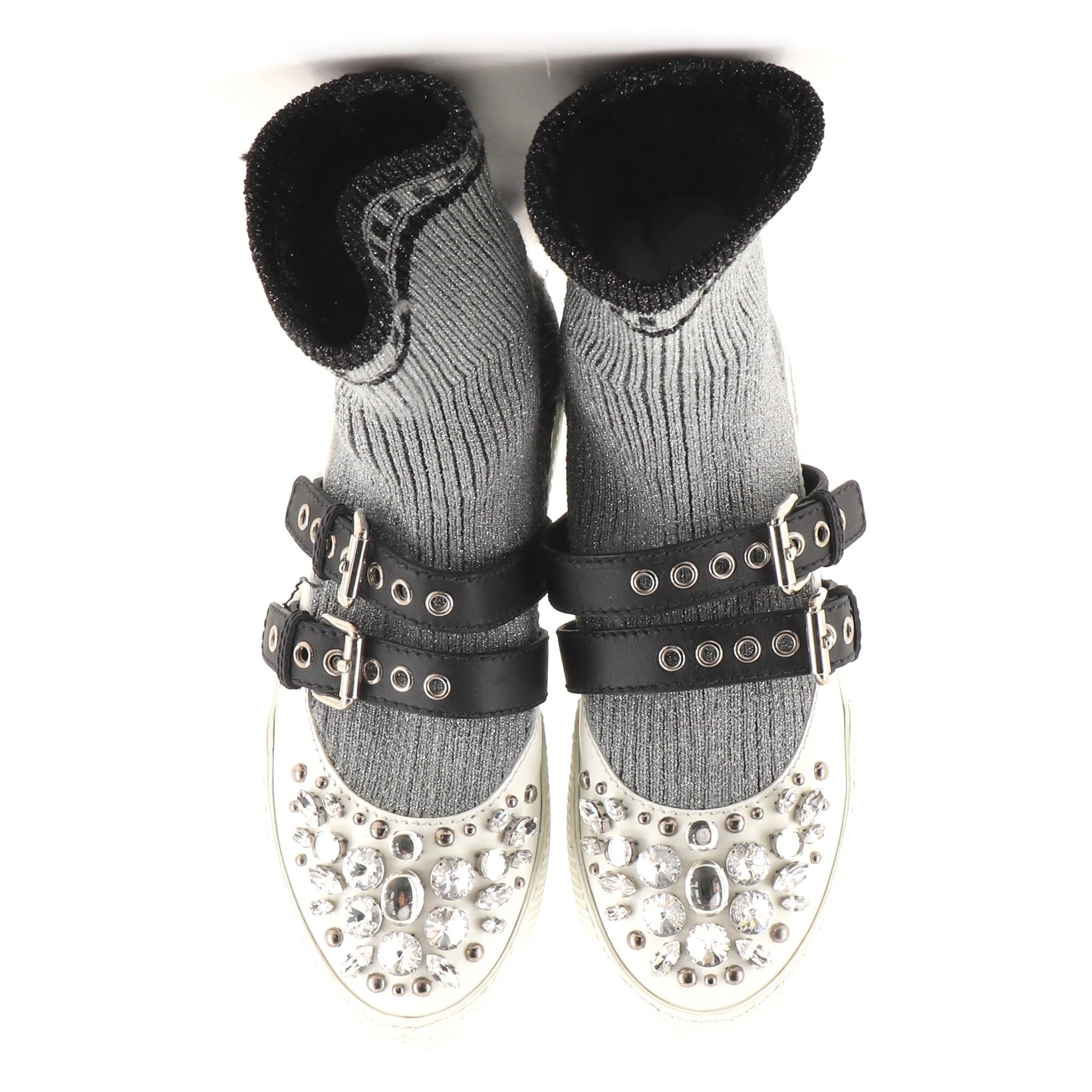 Women's Sock Sneakers Fabric and Crystal Embellished Rubber