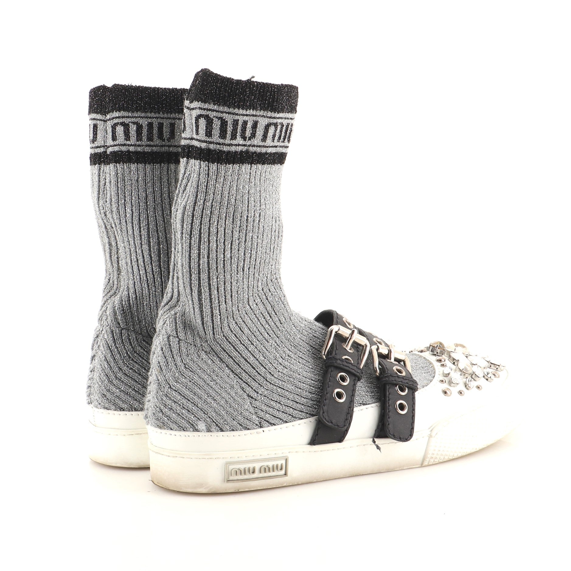 Women's Sock Sneakers Fabric and Crystal Embellished Rubber