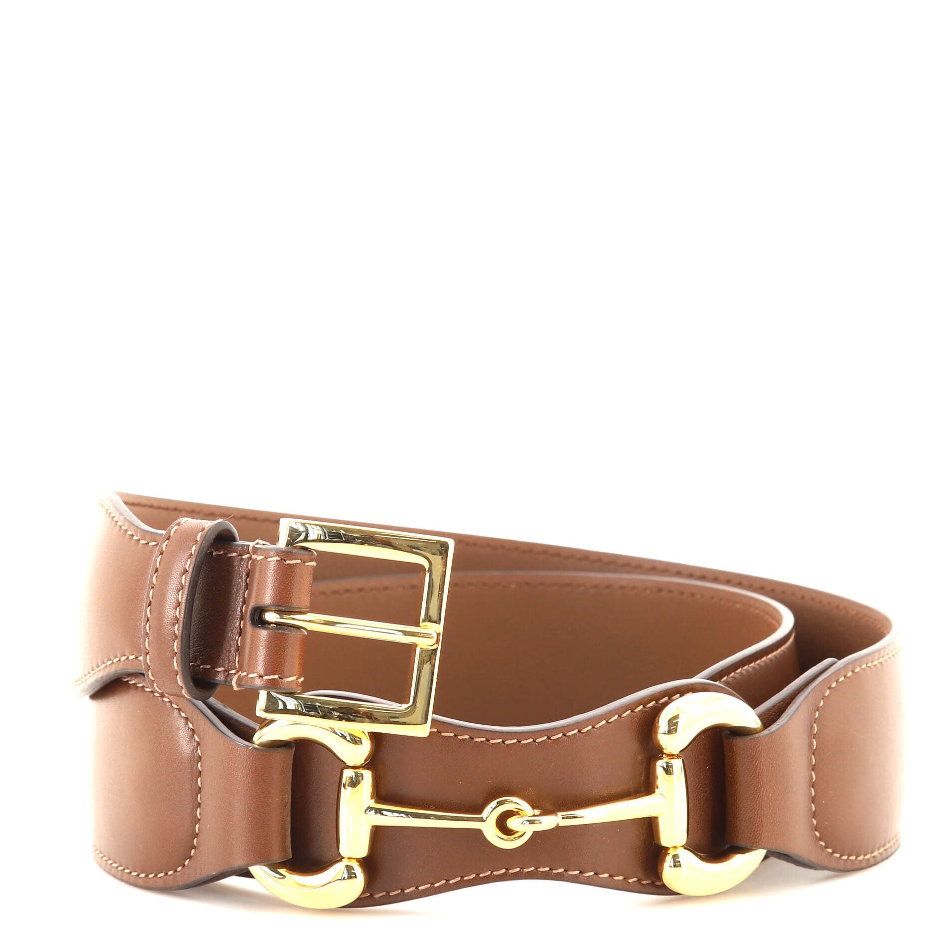 Horsebit Buckle Belt Leather Wide 90