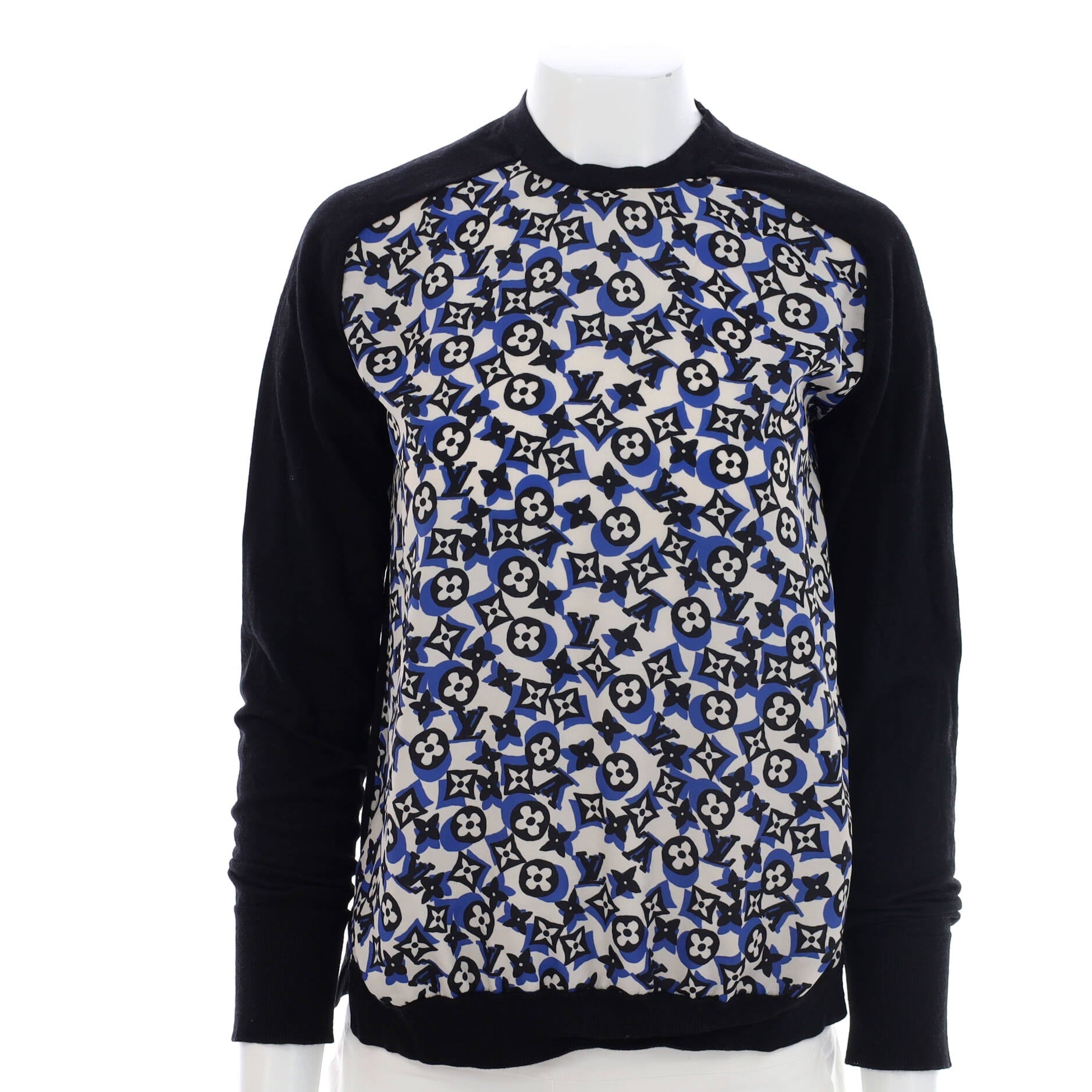 Women's Crewneck Sweater Monogram Wool and Silk Blend