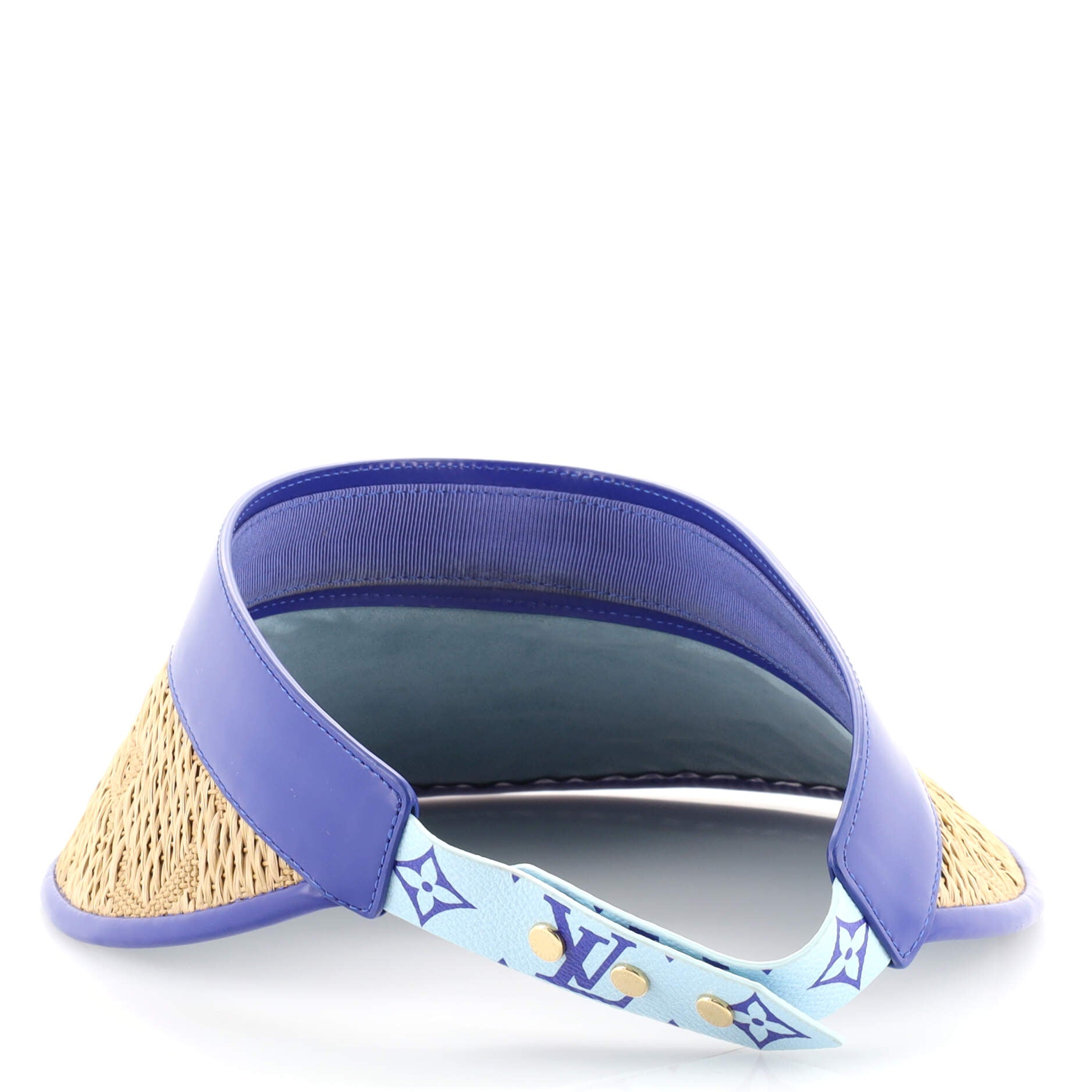 Strawgram Visor Monogram Raffia with Leather