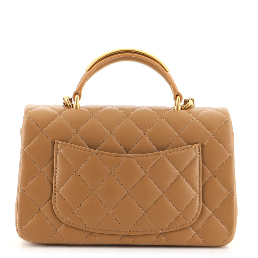 Classic Single Flap Top Handle Bag Quilted Lambskin Mini
