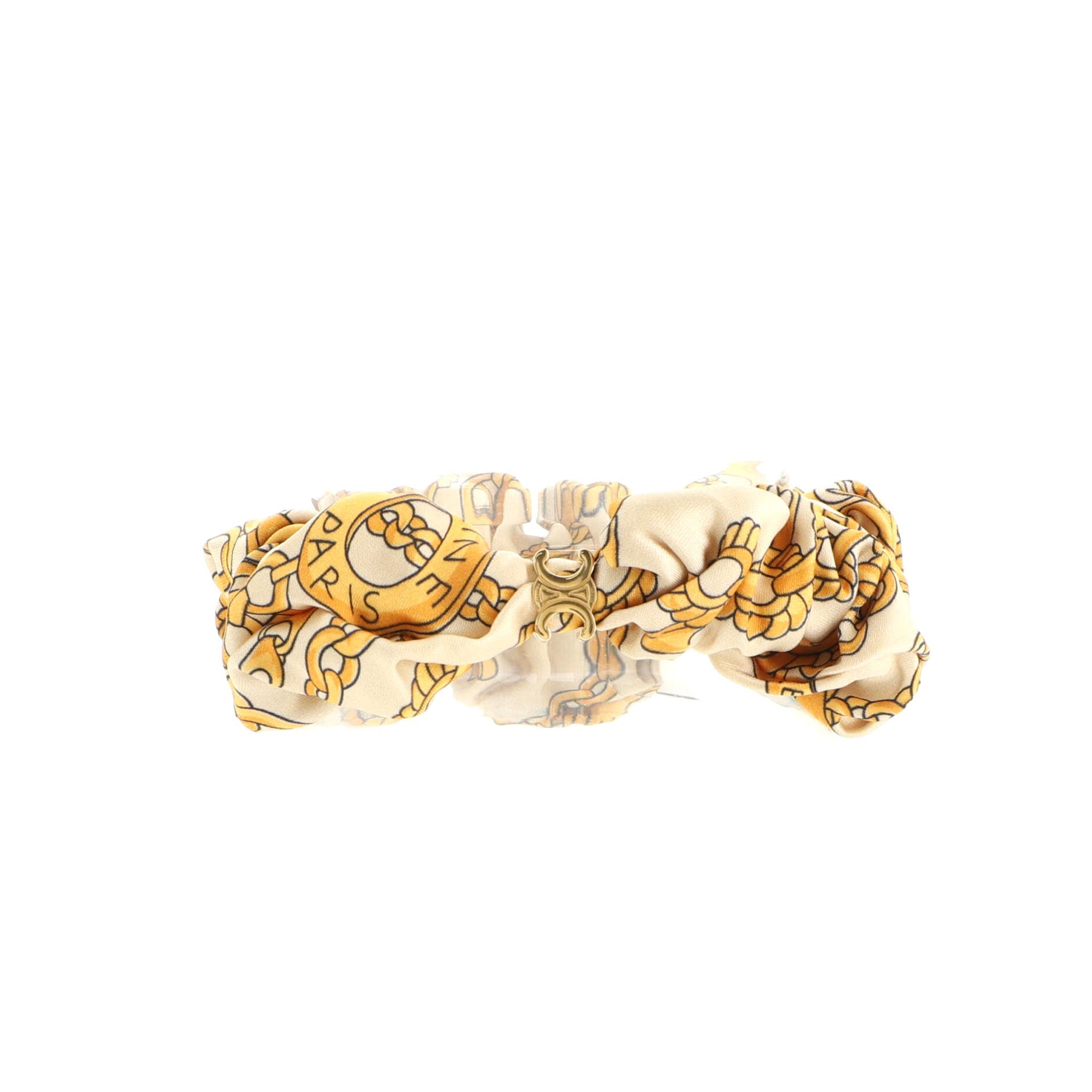 Triomphe Scrunchie Printed Silk with Metal