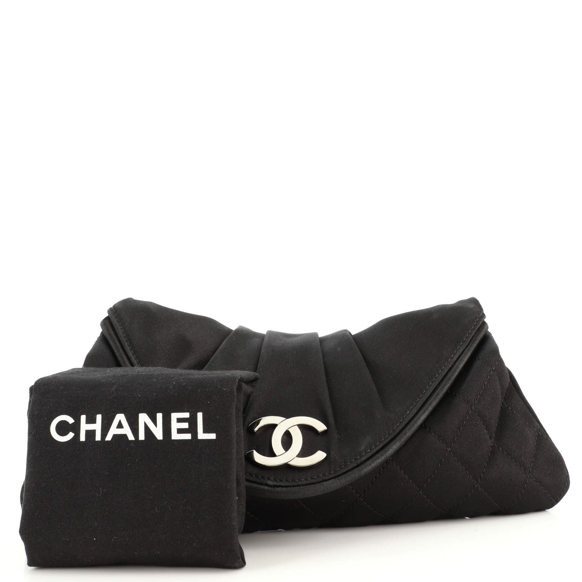 CC Half Moon Clutch Quilted Satin Small