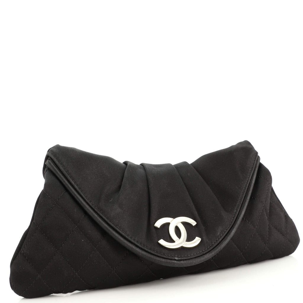 CC Half Moon Clutch Quilted Satin Small