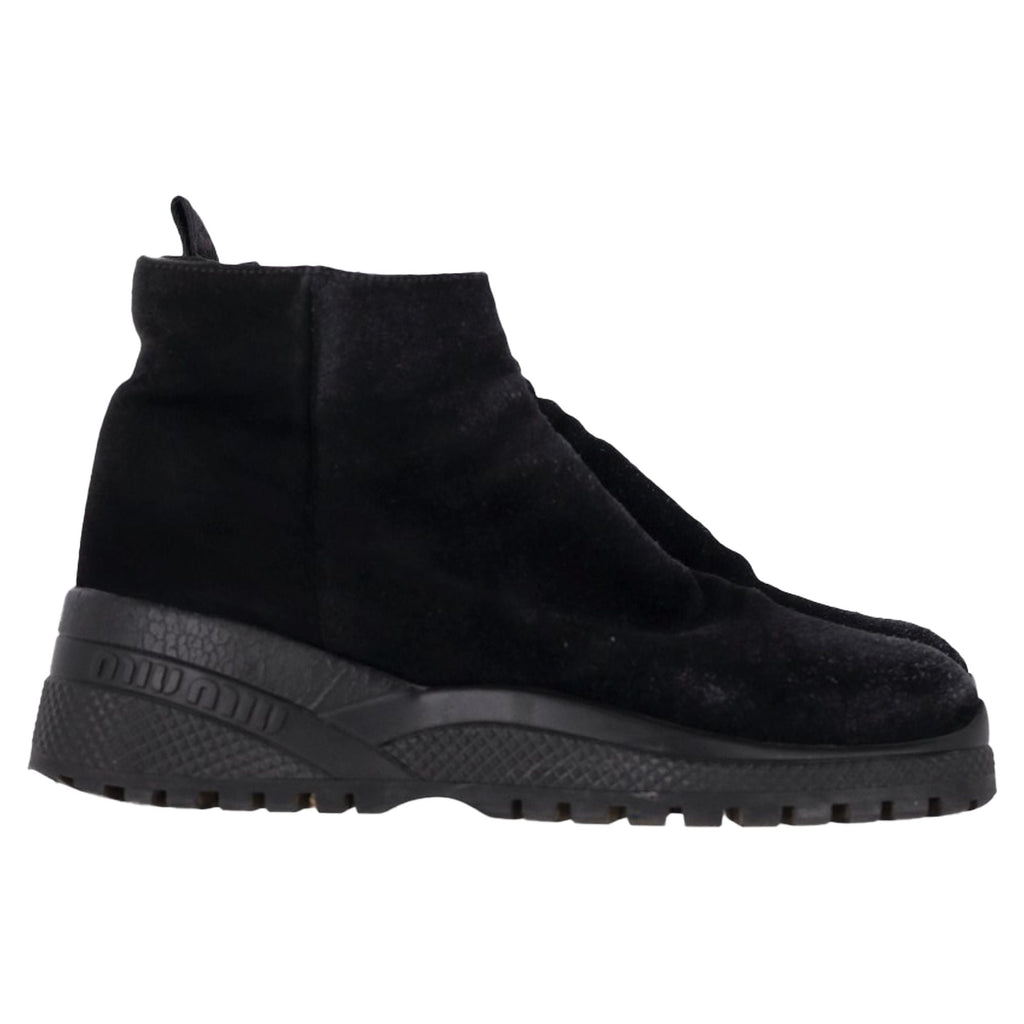 Women's Miu Miu Zipped Ankle Boots in Black Suede