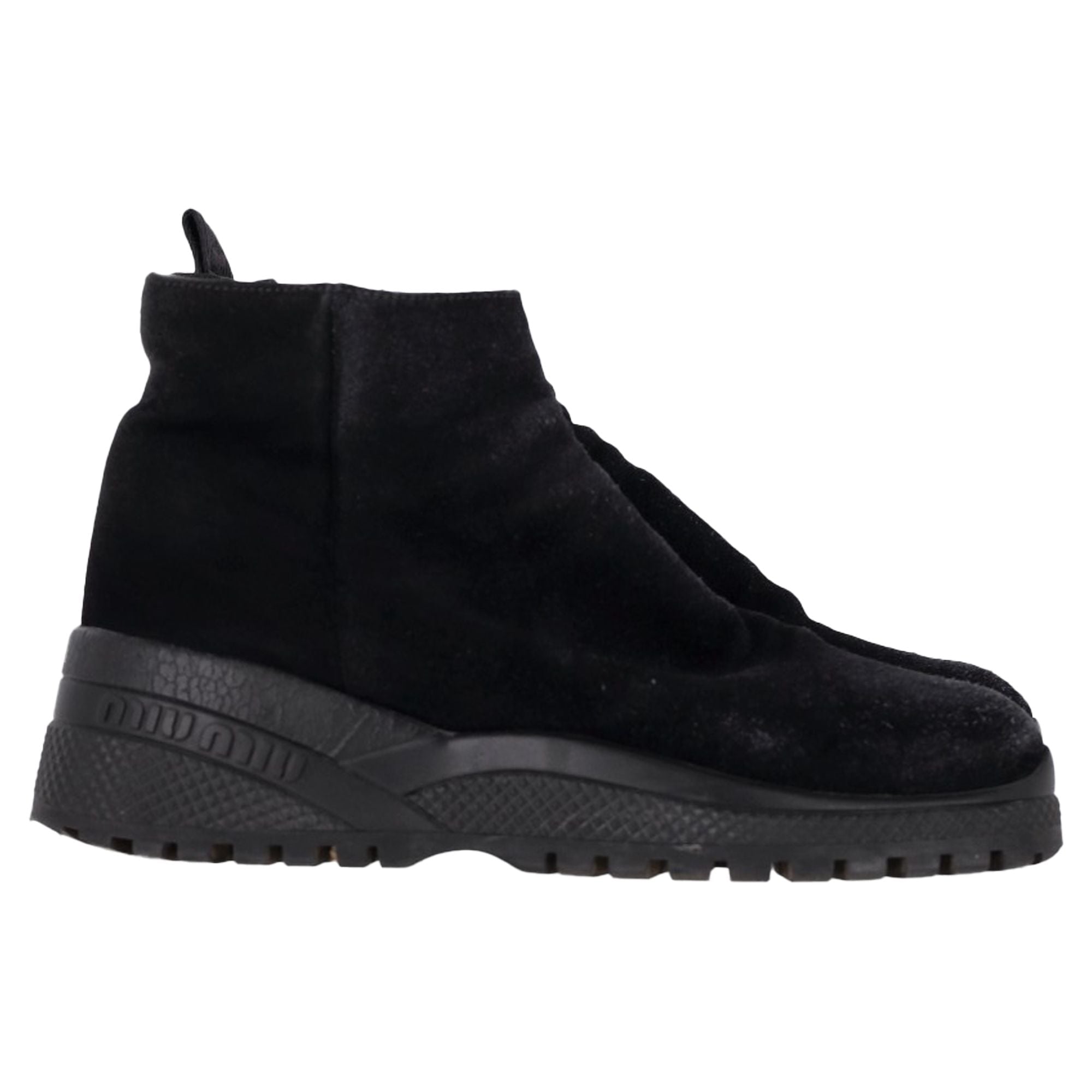 Women's Miu Miu Zipped Ankle Boots in Black Suede