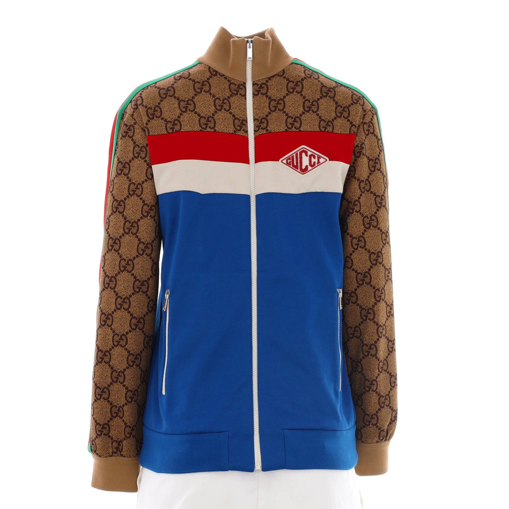 Zip Track Jacket GG Polyester and Cotton Blend