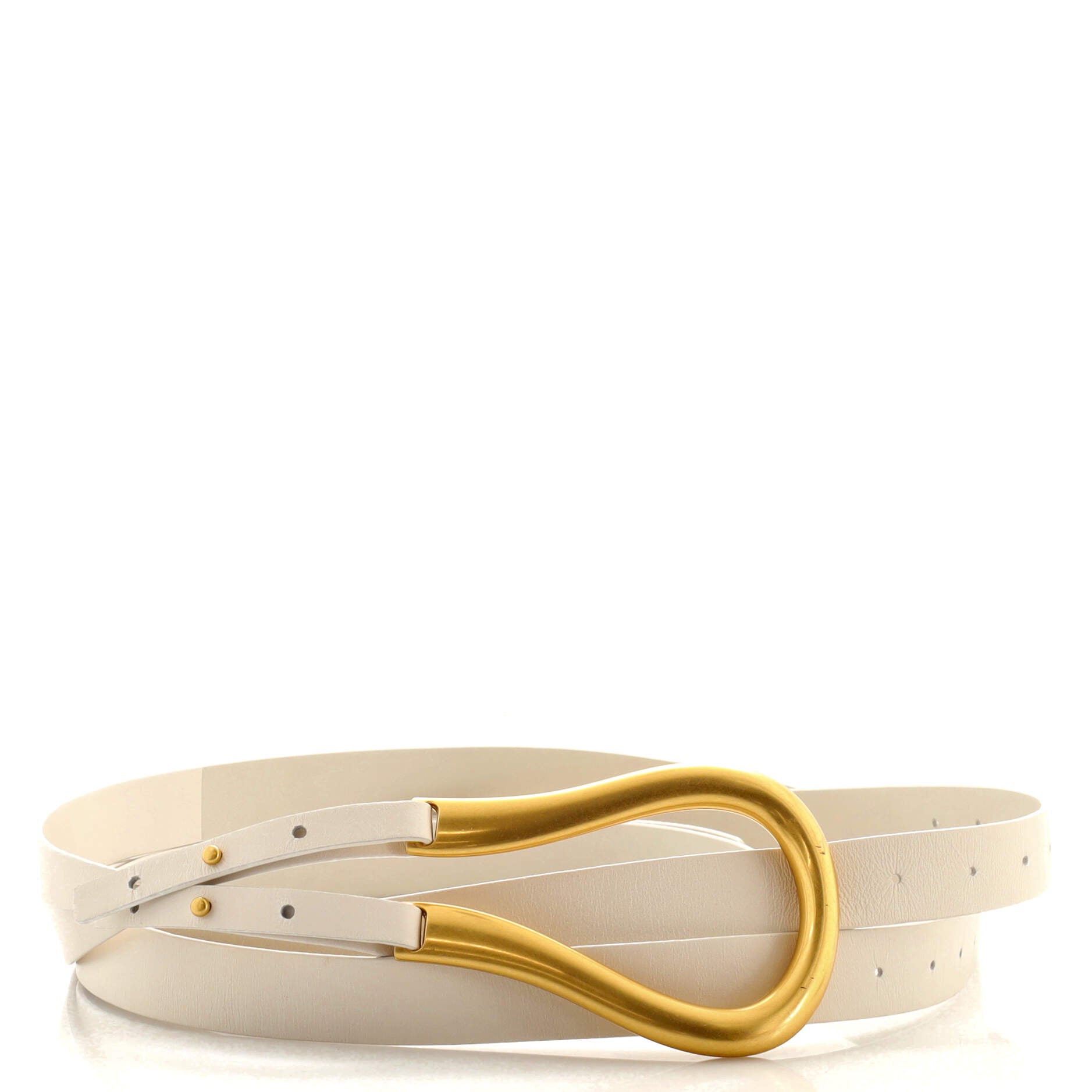 Double Strap Horsebit Buckle Belt Leather Wide 90