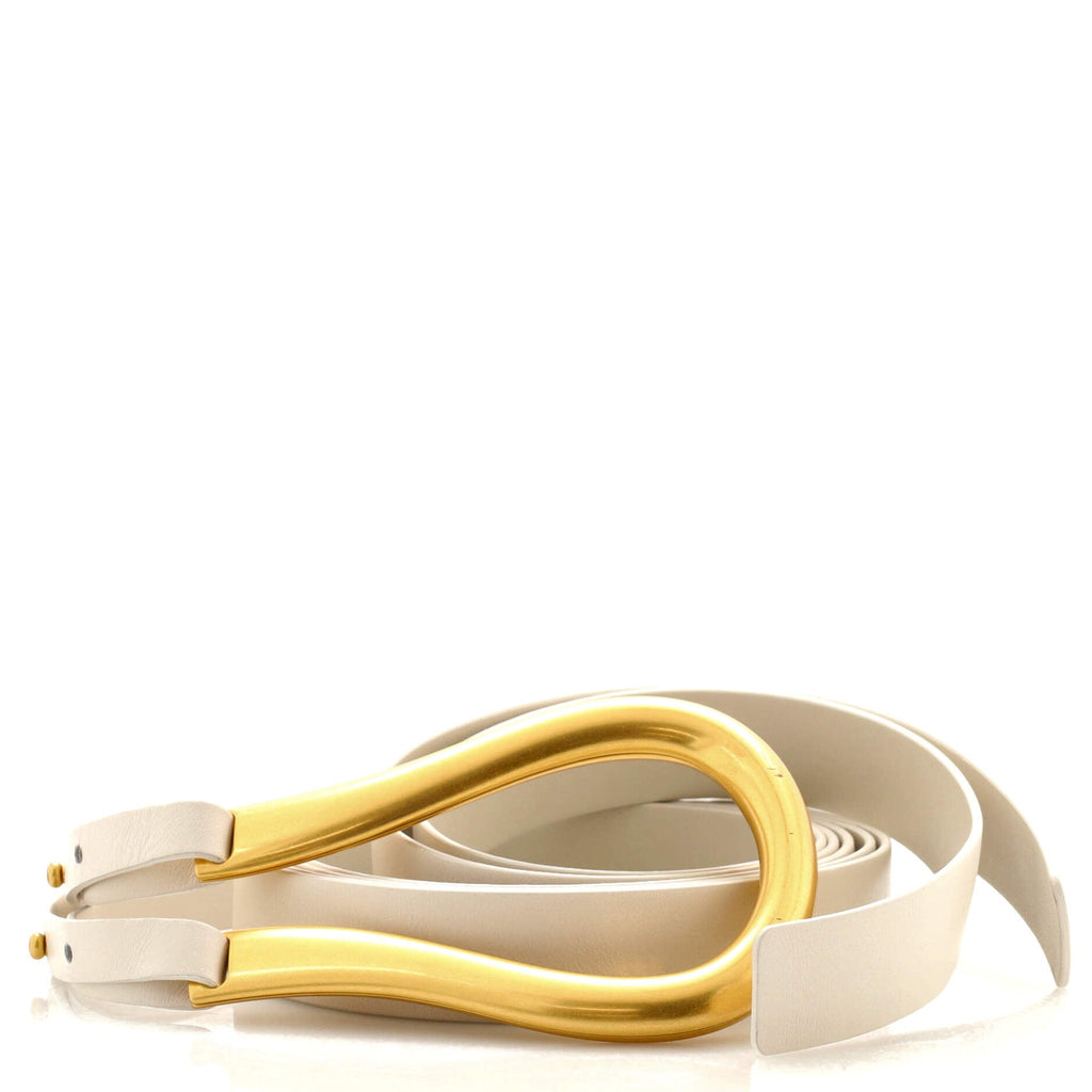 Double Strap Horsebit Buckle Belt Leather Wide 90
