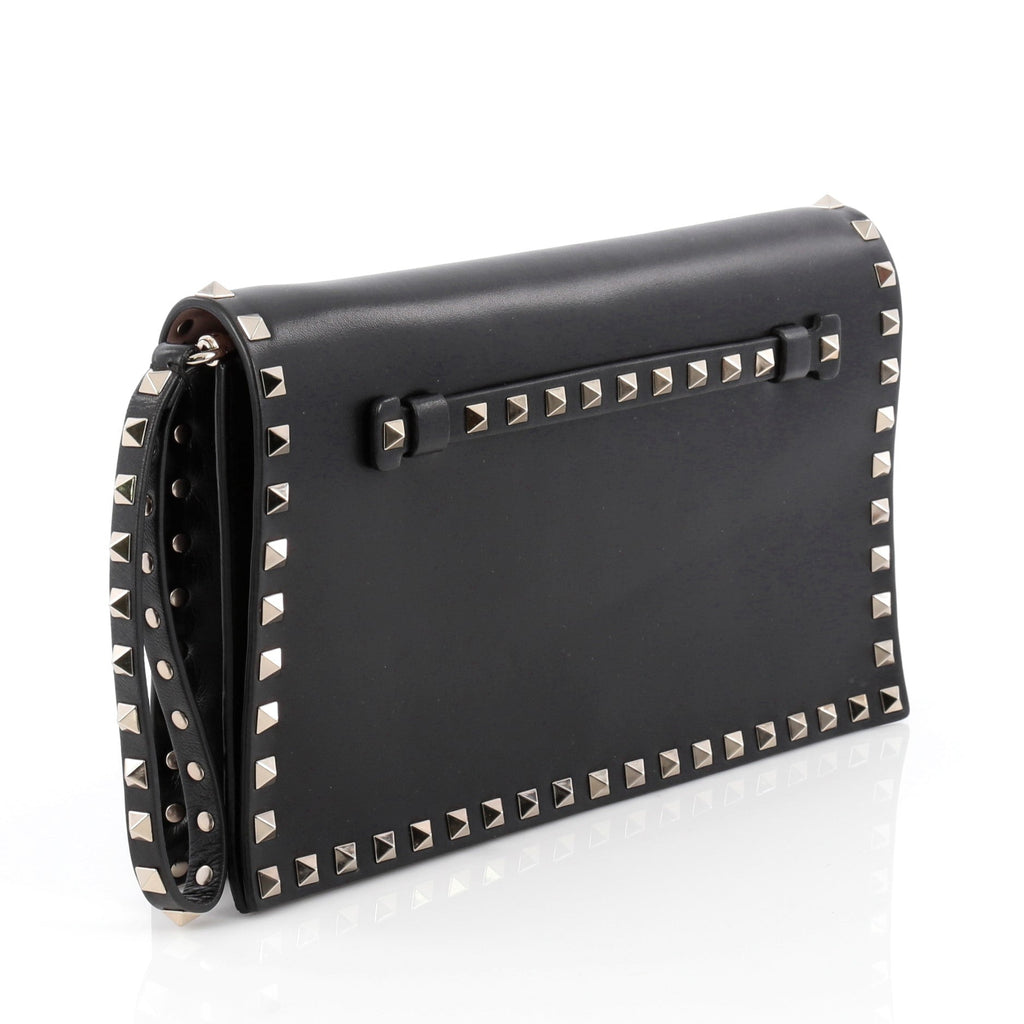 Rockstud Flap Clutch Leather