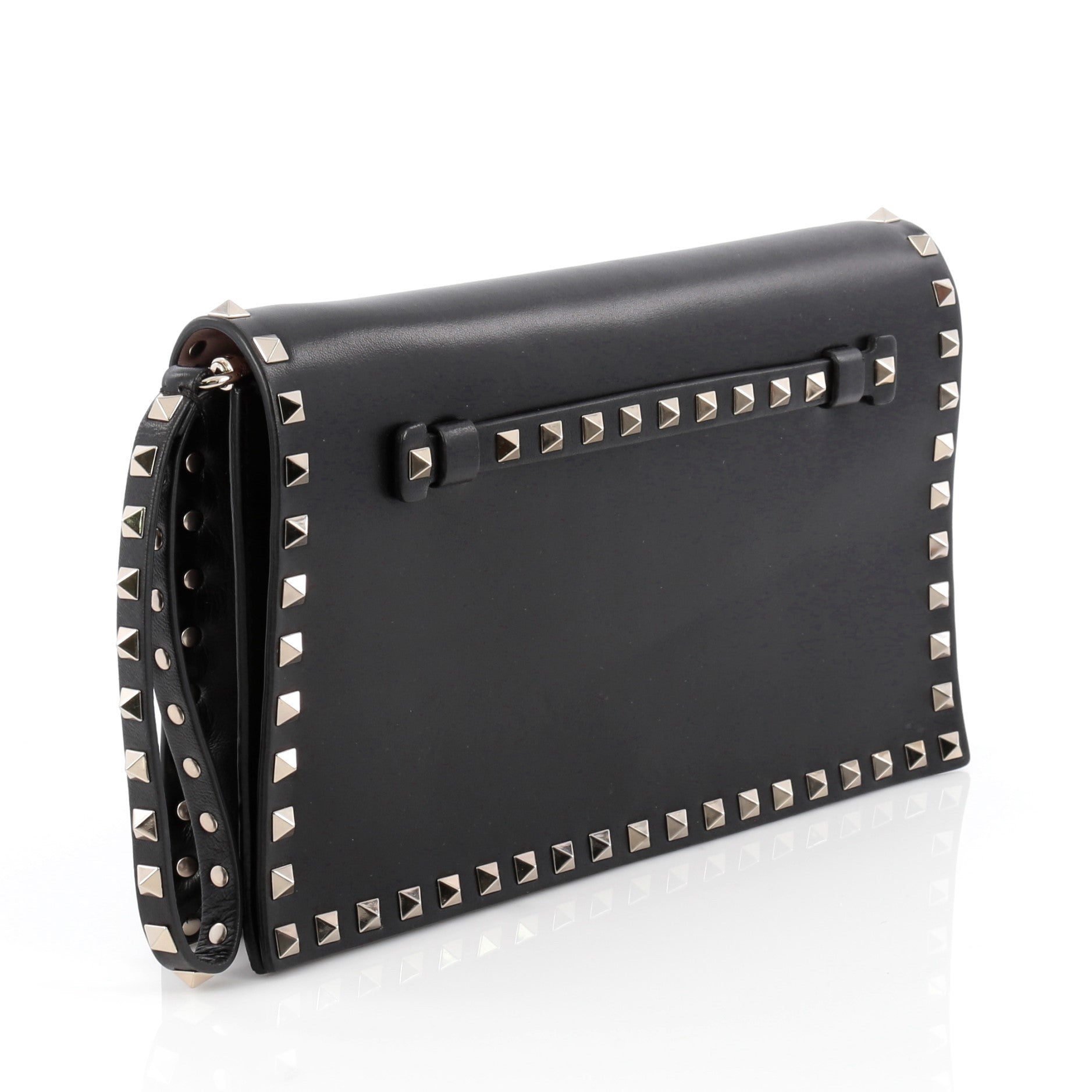 Rockstud Flap Clutch Leather