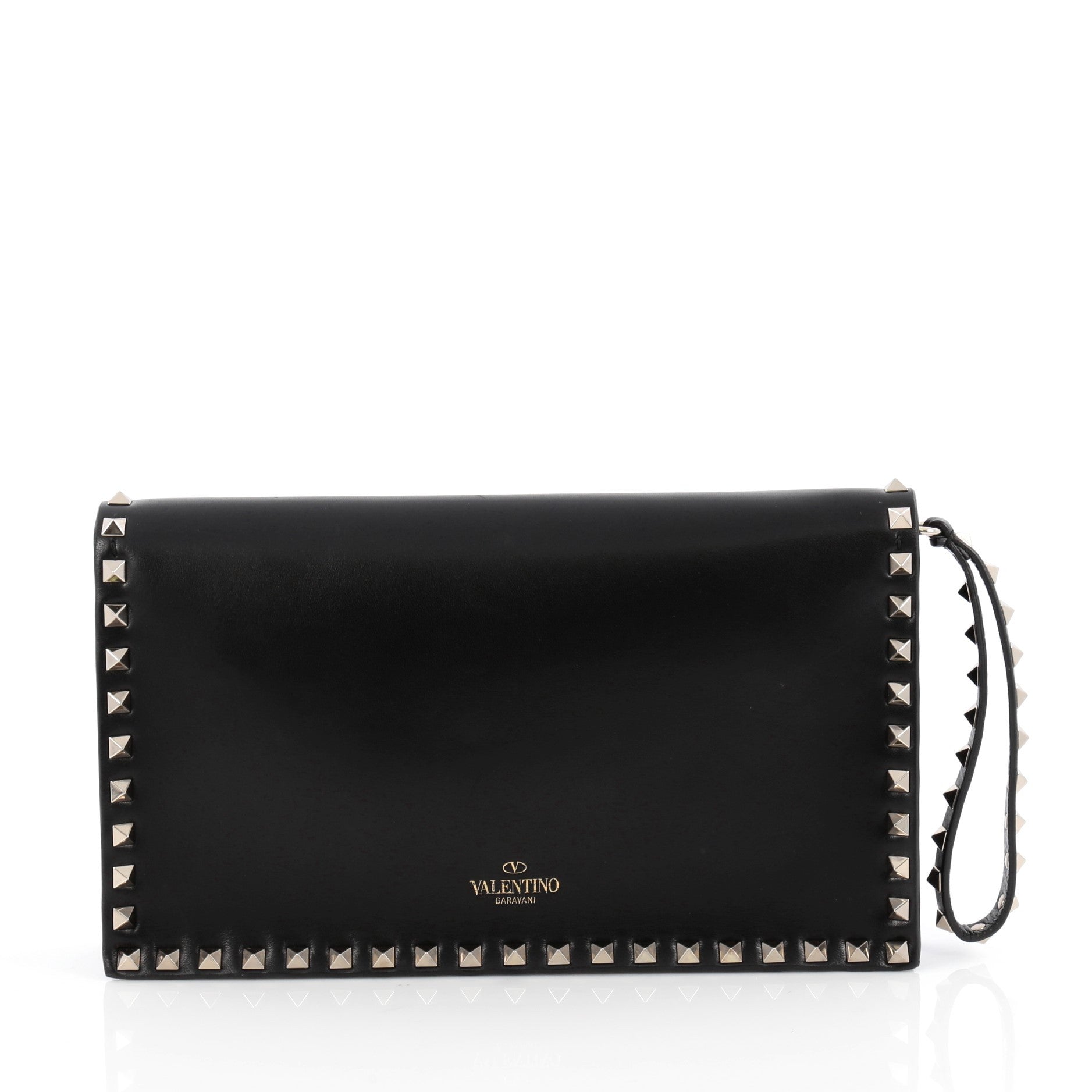 Rockstud Flap Clutch Leather