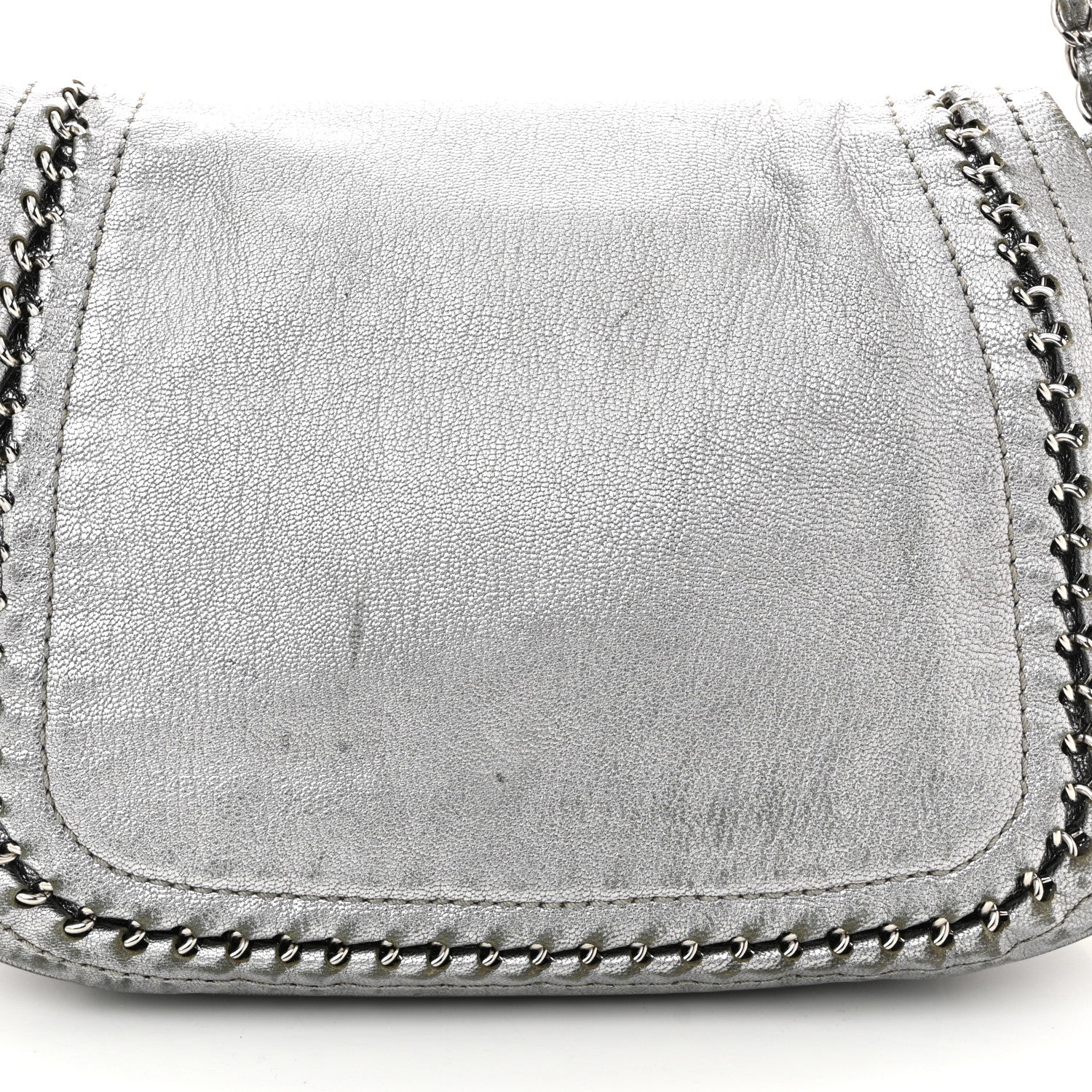 Metallic Deerskin Luxe Ligne Flap  Silver