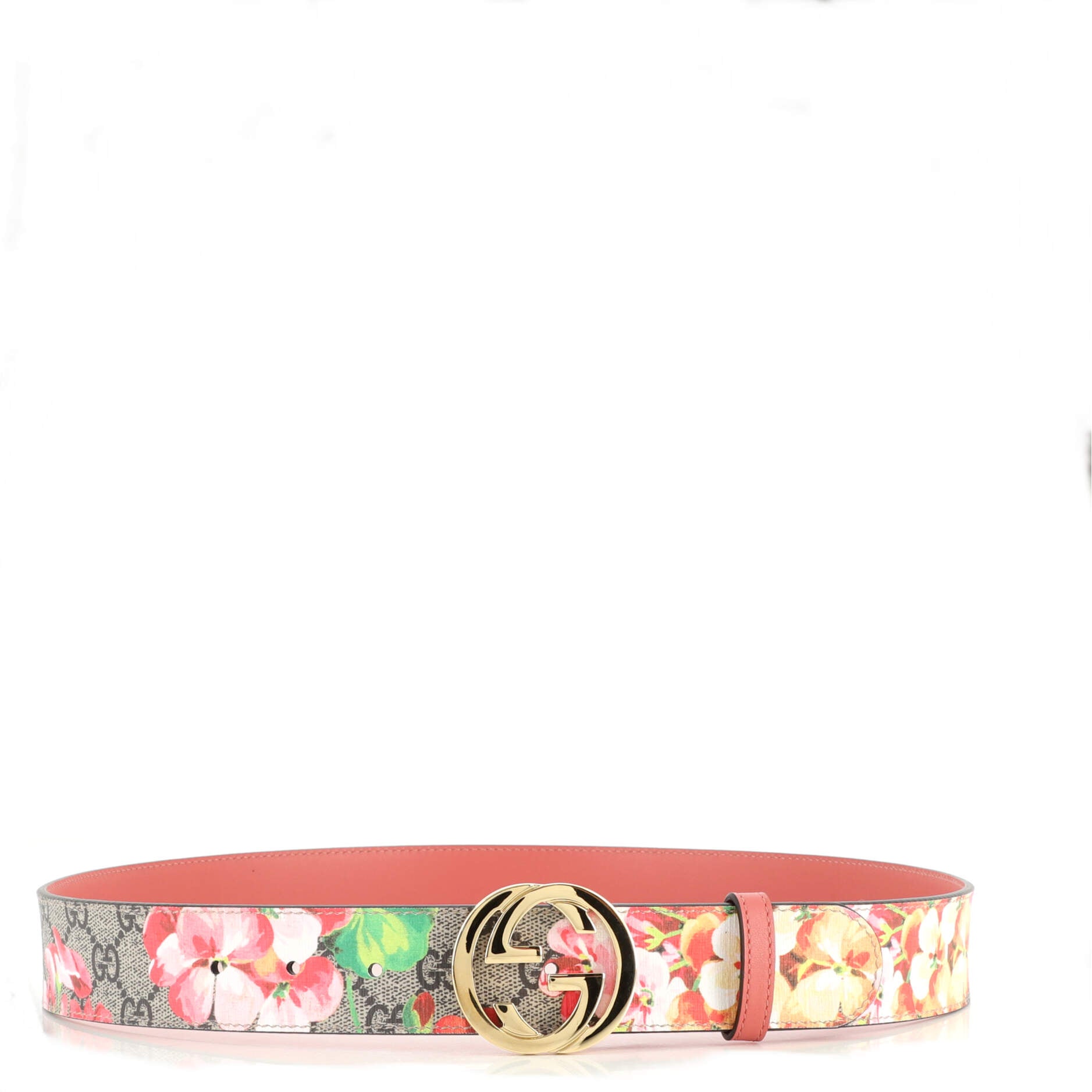 Interlocking G Belt Blooms Print GG Coated Canvas Wide 90