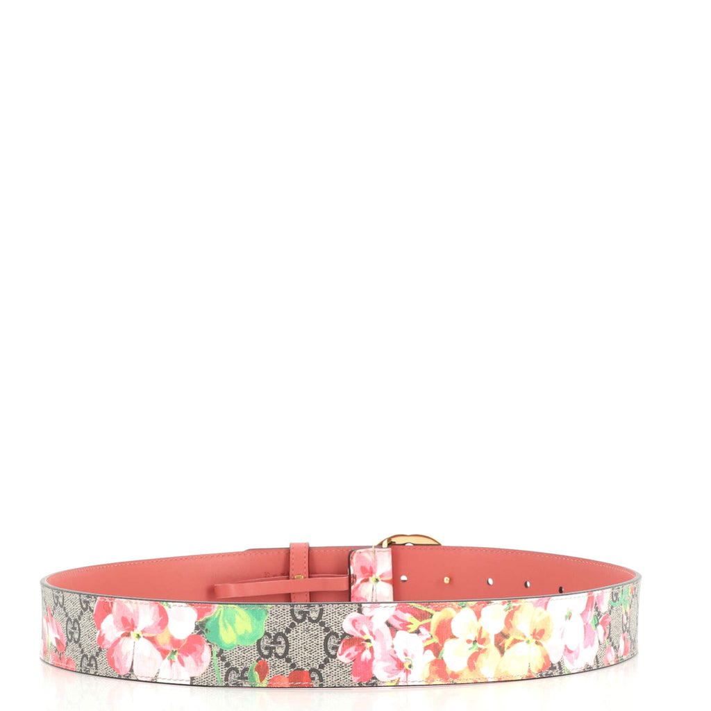 Interlocking G Belt Blooms Print GG Coated Canvas Wide 90