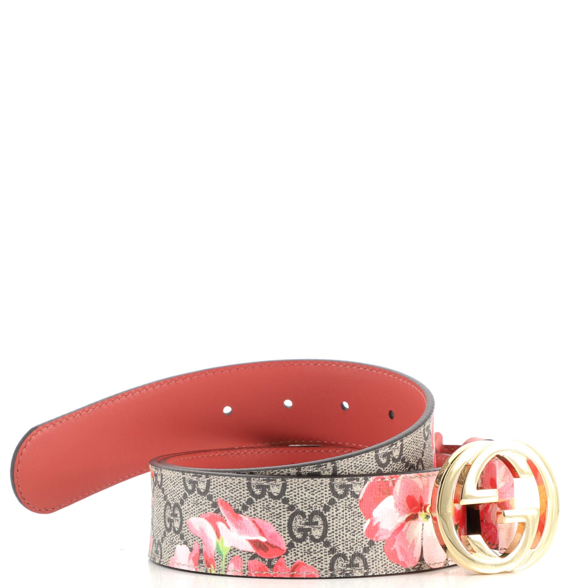 Interlocking G Belt Blooms Print GG Coated Canvas Wide 90