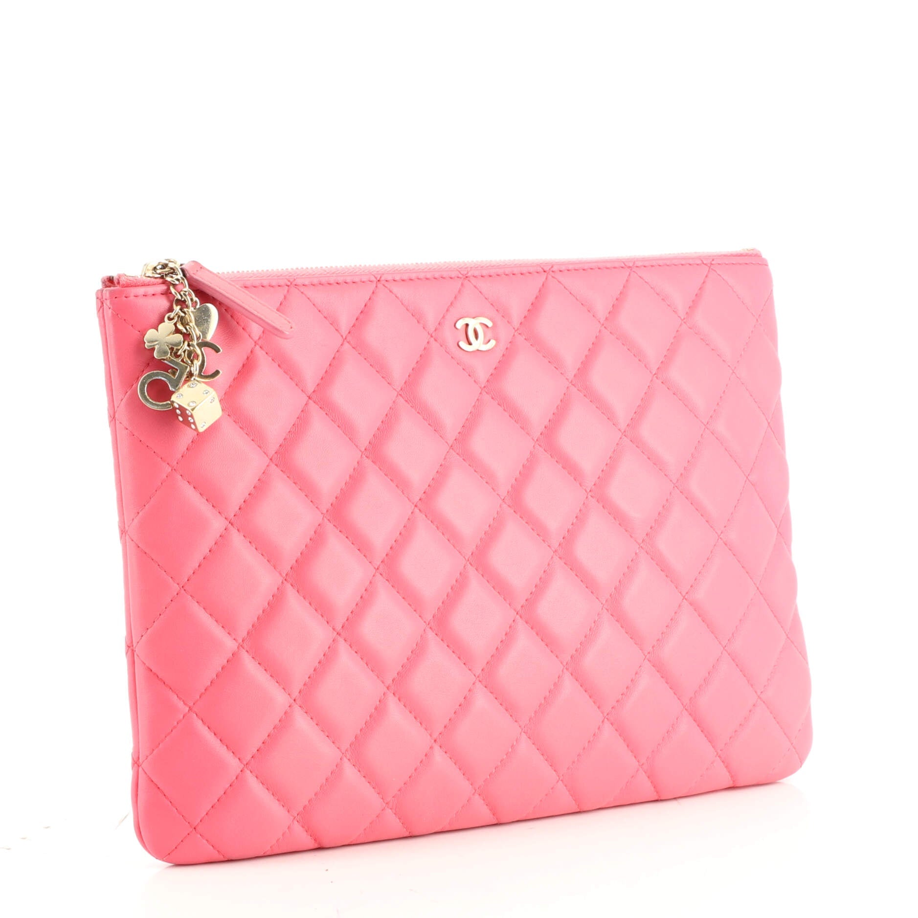 CC Casino O Case Clutch Quilted Lambskin Medium