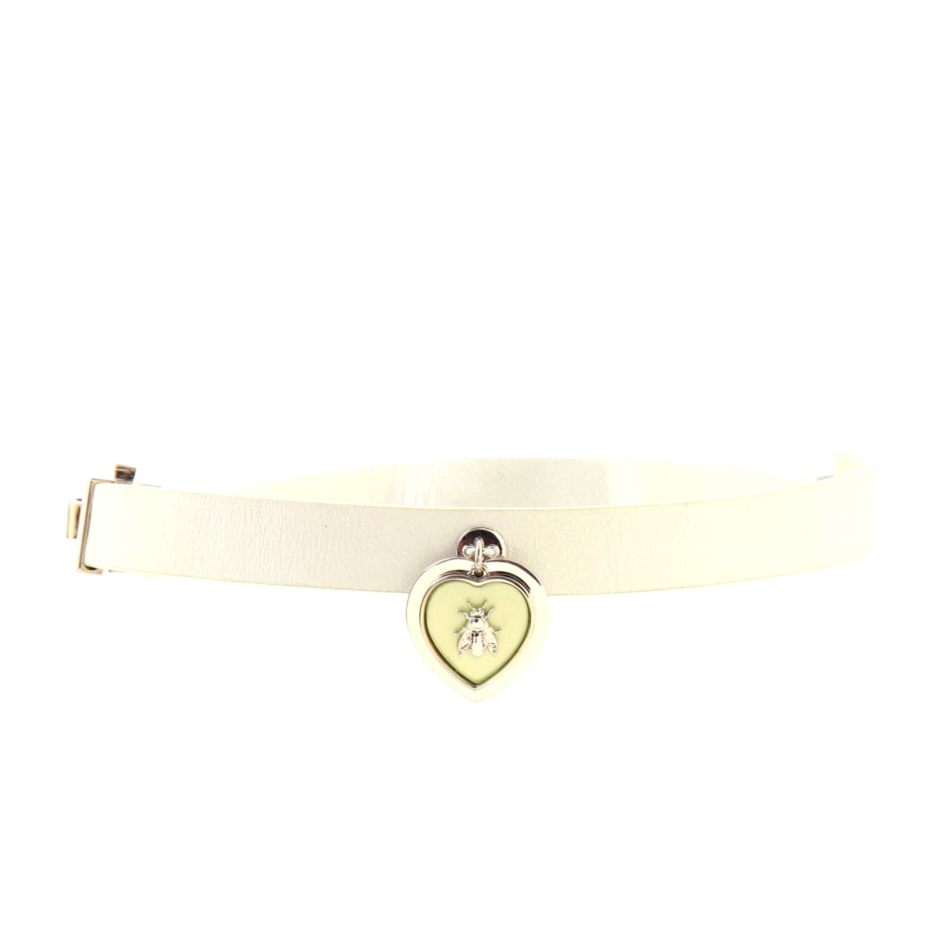 Bee on Heart Choker Necklace Metal with Leather
