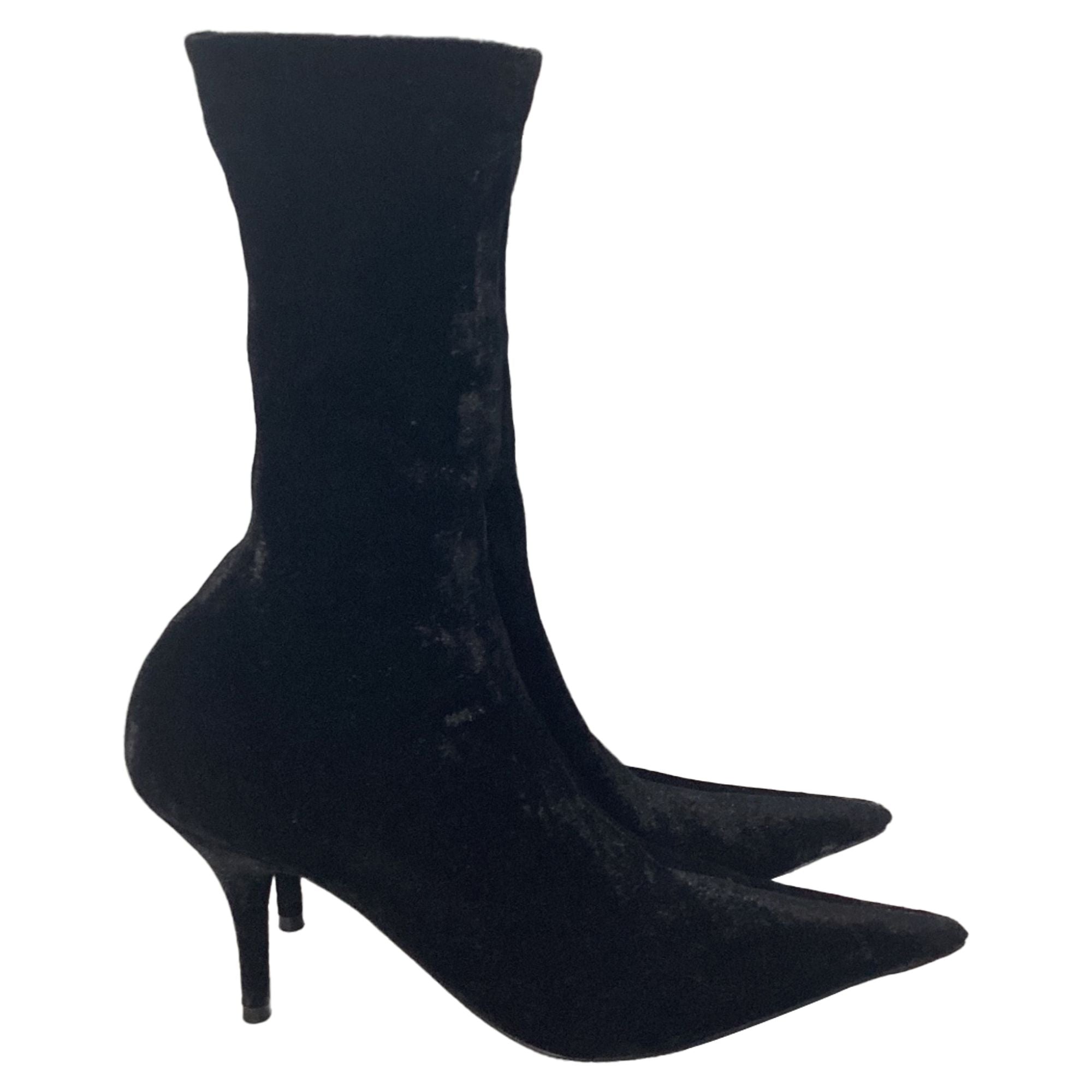 Women's Balenciaga Sock Ankle Boots in Black Velvet