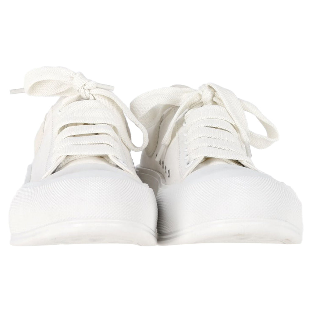 Alexander Mcqueen Deck Skate Plimsoll Sneakers in White Canvas