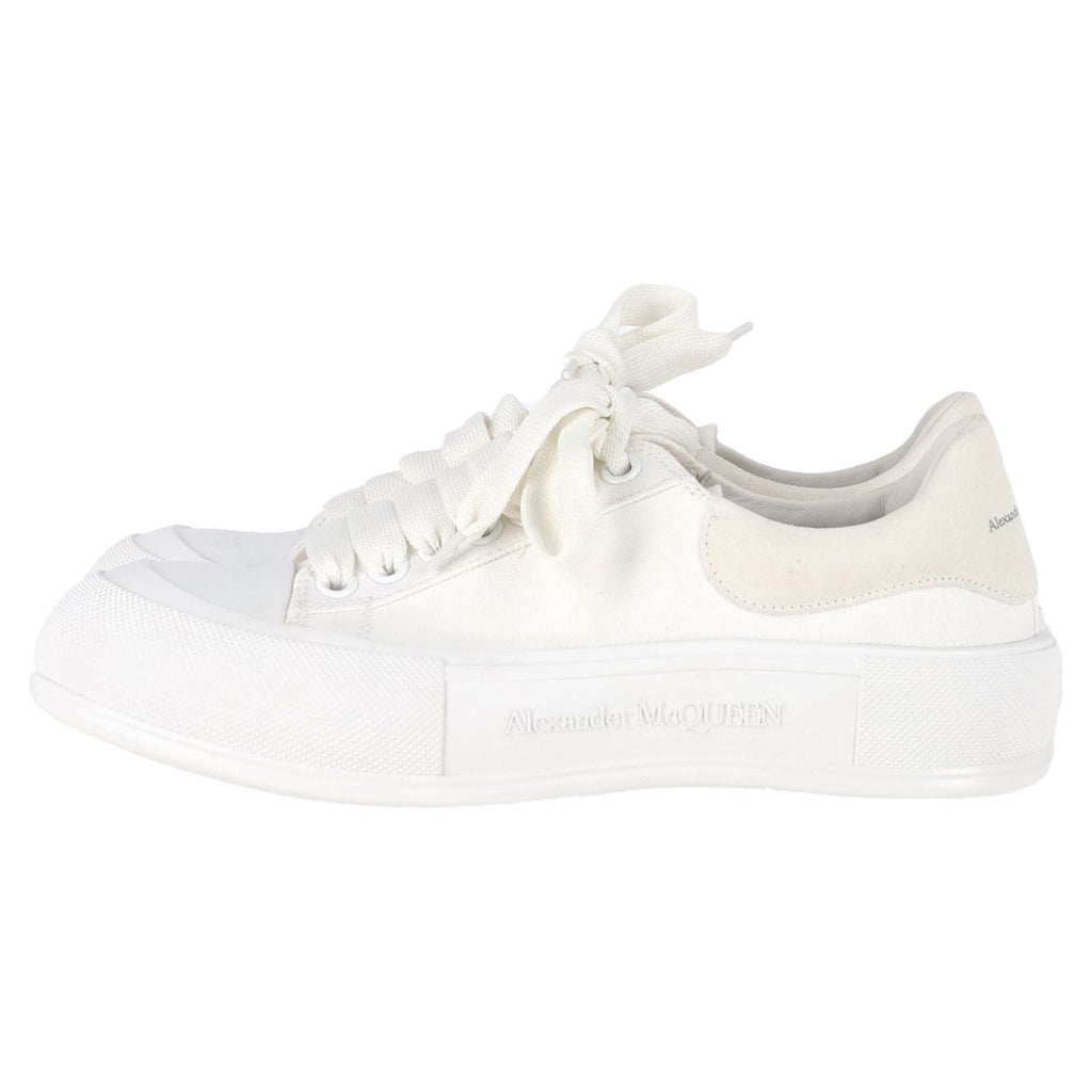 Alexander Mcqueen Deck Skate Plimsoll Sneakers in White Canvas