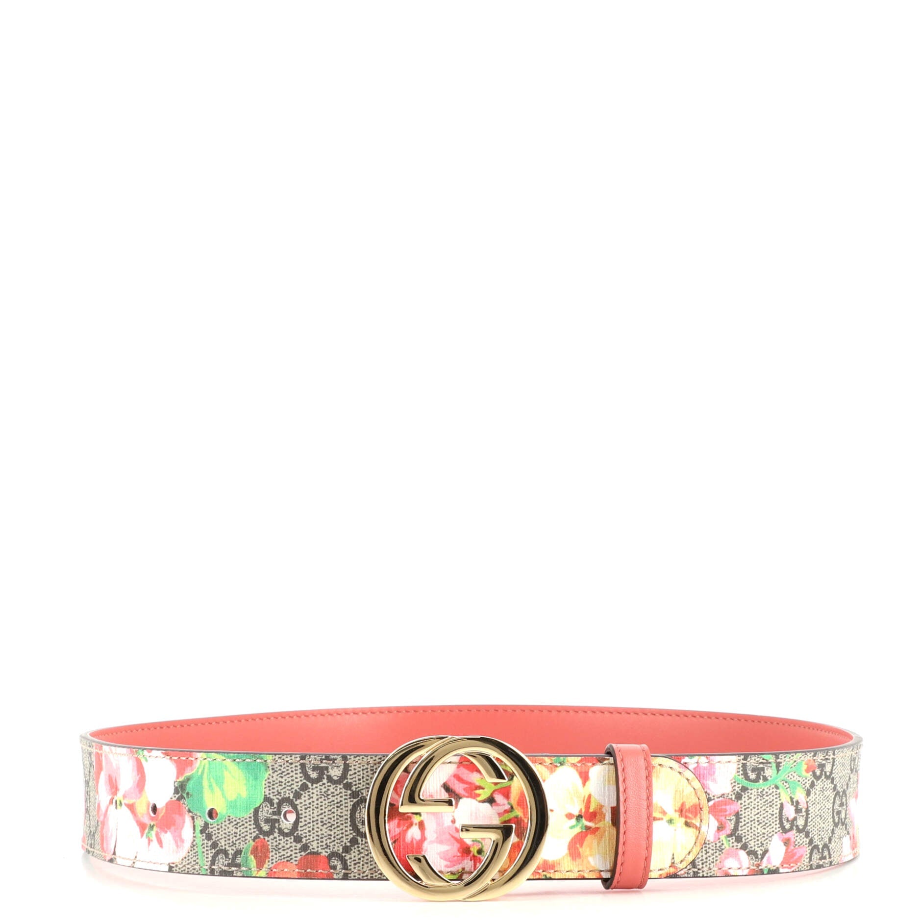 Interlocking G Belt Blooms Print GG Coated Canvas Wide 75