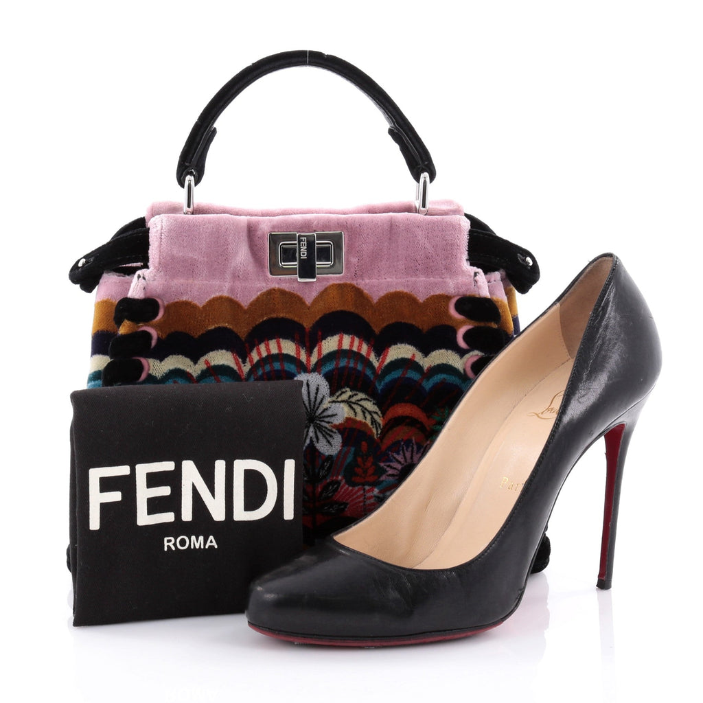 Peekaboo Handbag Embroidered Velvet Mini