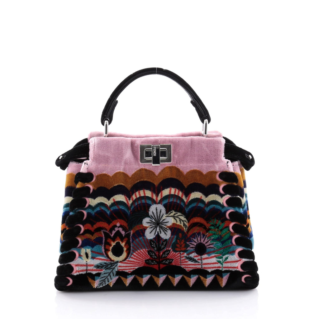 Peekaboo Handbag Embroidered Velvet Mini
